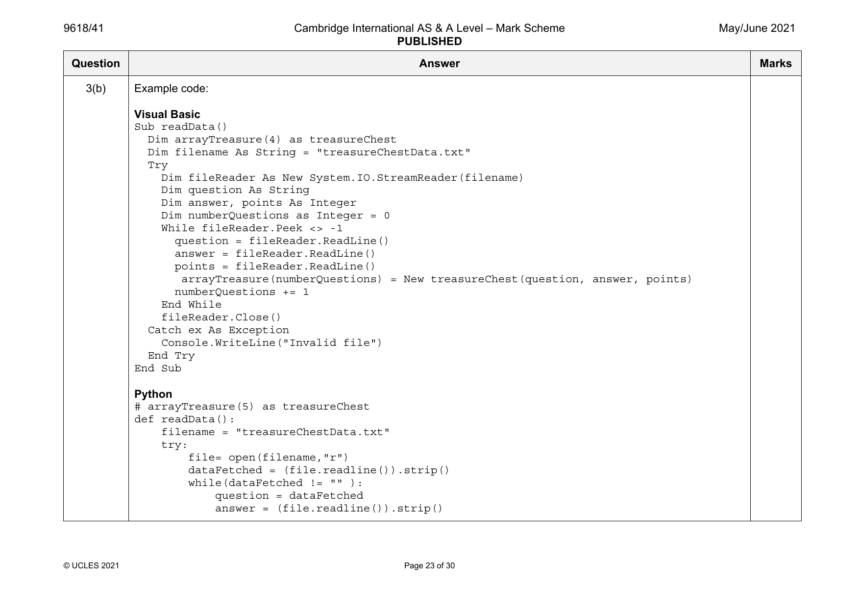 9618-2021-mj-41-q03 official mark scheme page