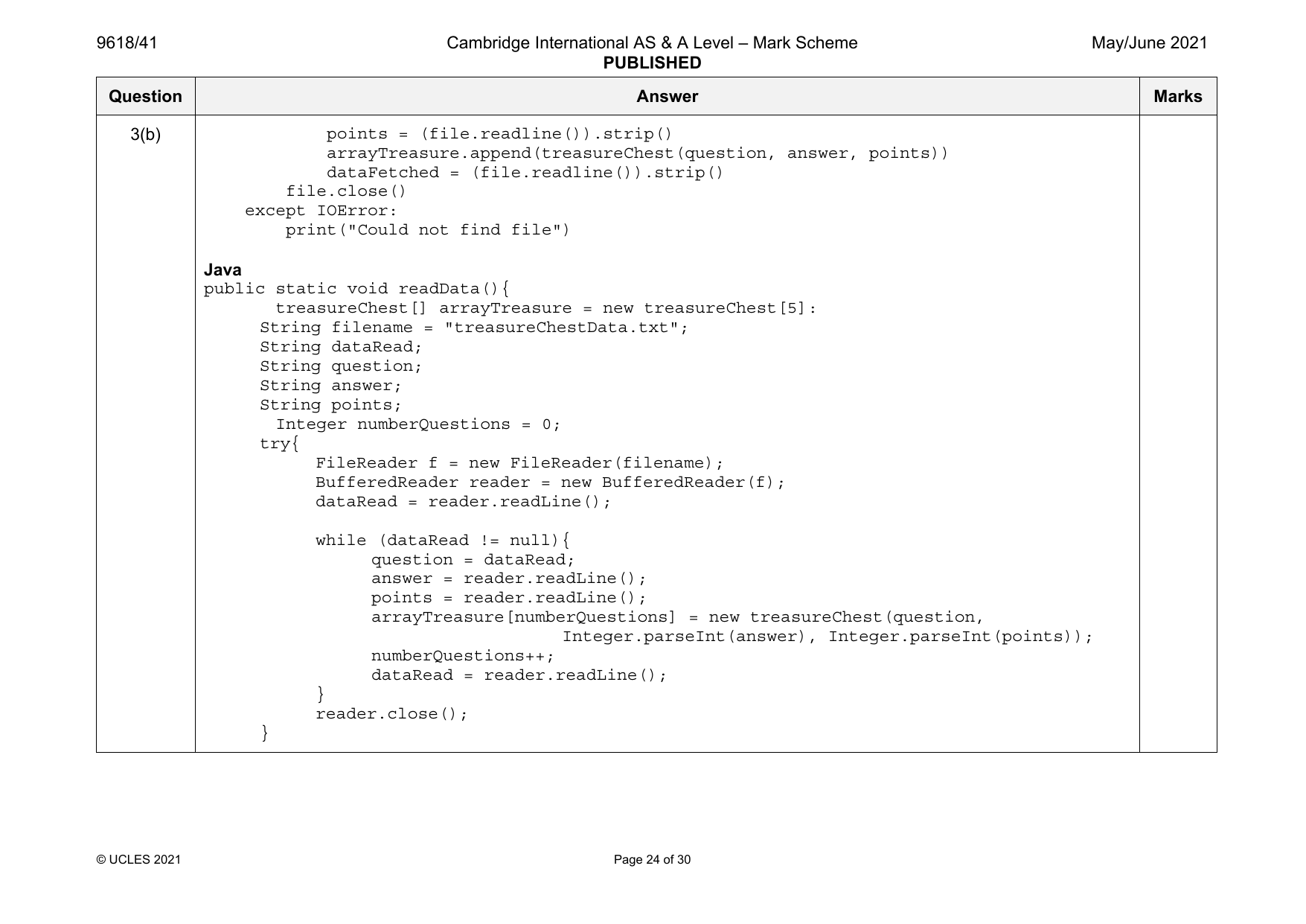 9618-2021-mj-41-q03 official mark scheme page