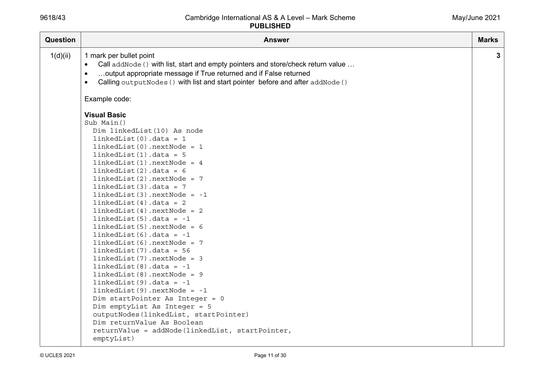 9618-2021-mj-43-q02 official mark scheme page