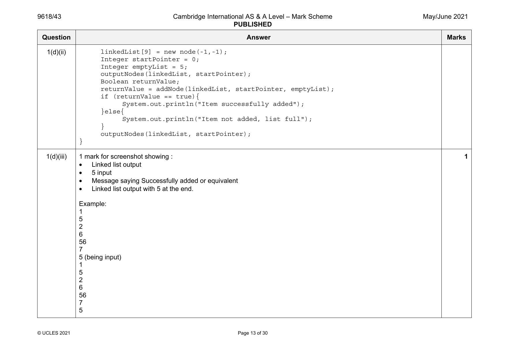 9618-2021-mj-43-q02 official mark scheme page