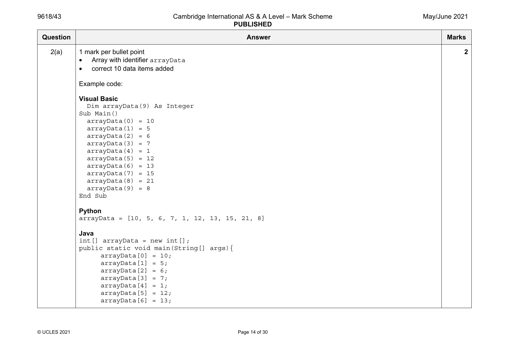 9618-2021-mj-43-q02 official mark scheme page