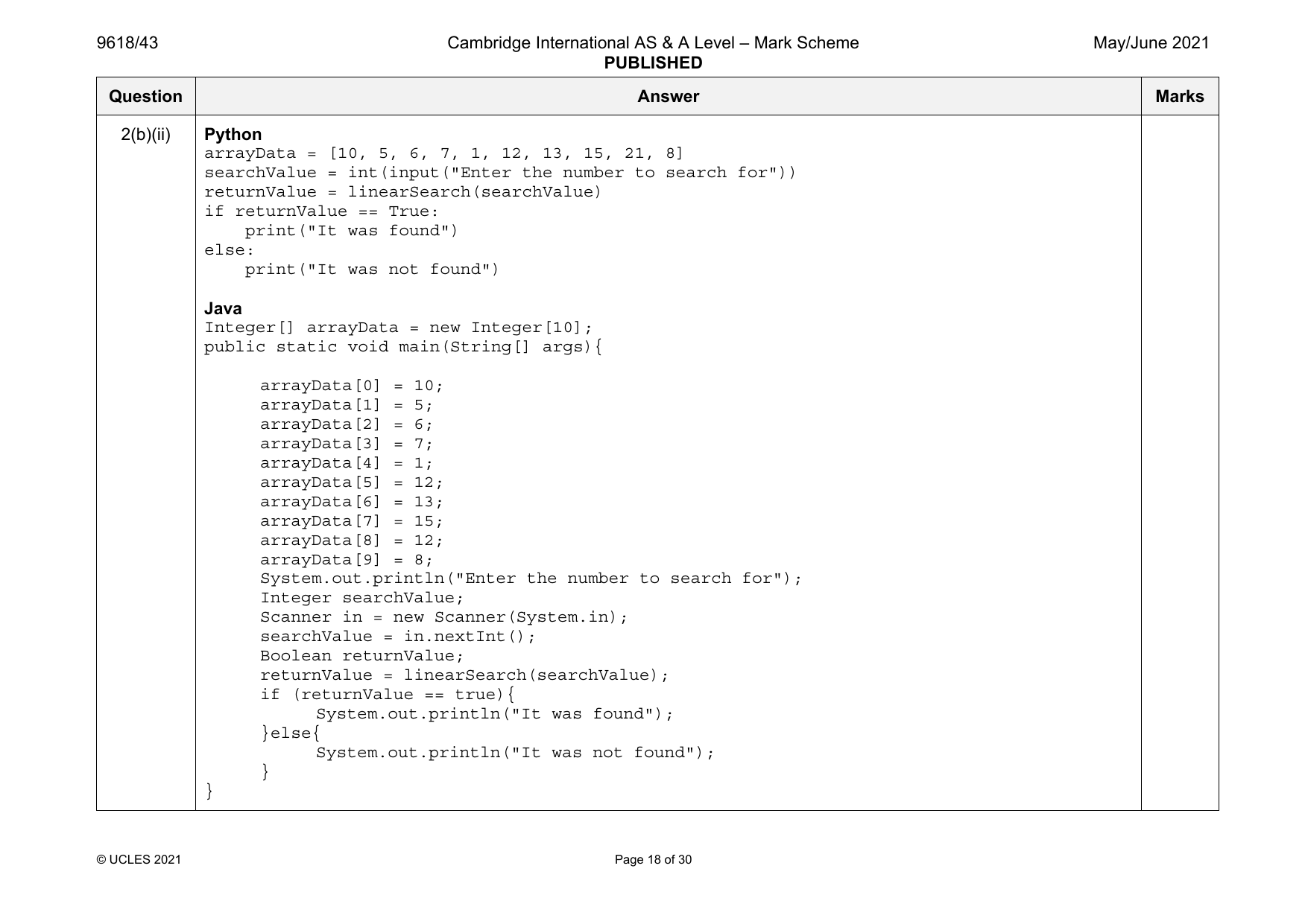 9618-2021-mj-43-q02 official mark scheme page