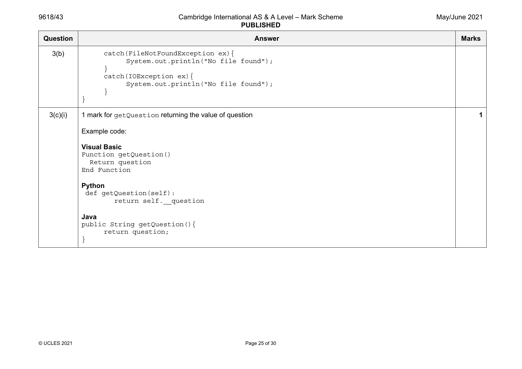 9618-2021-mj-43-q03 official mark scheme page