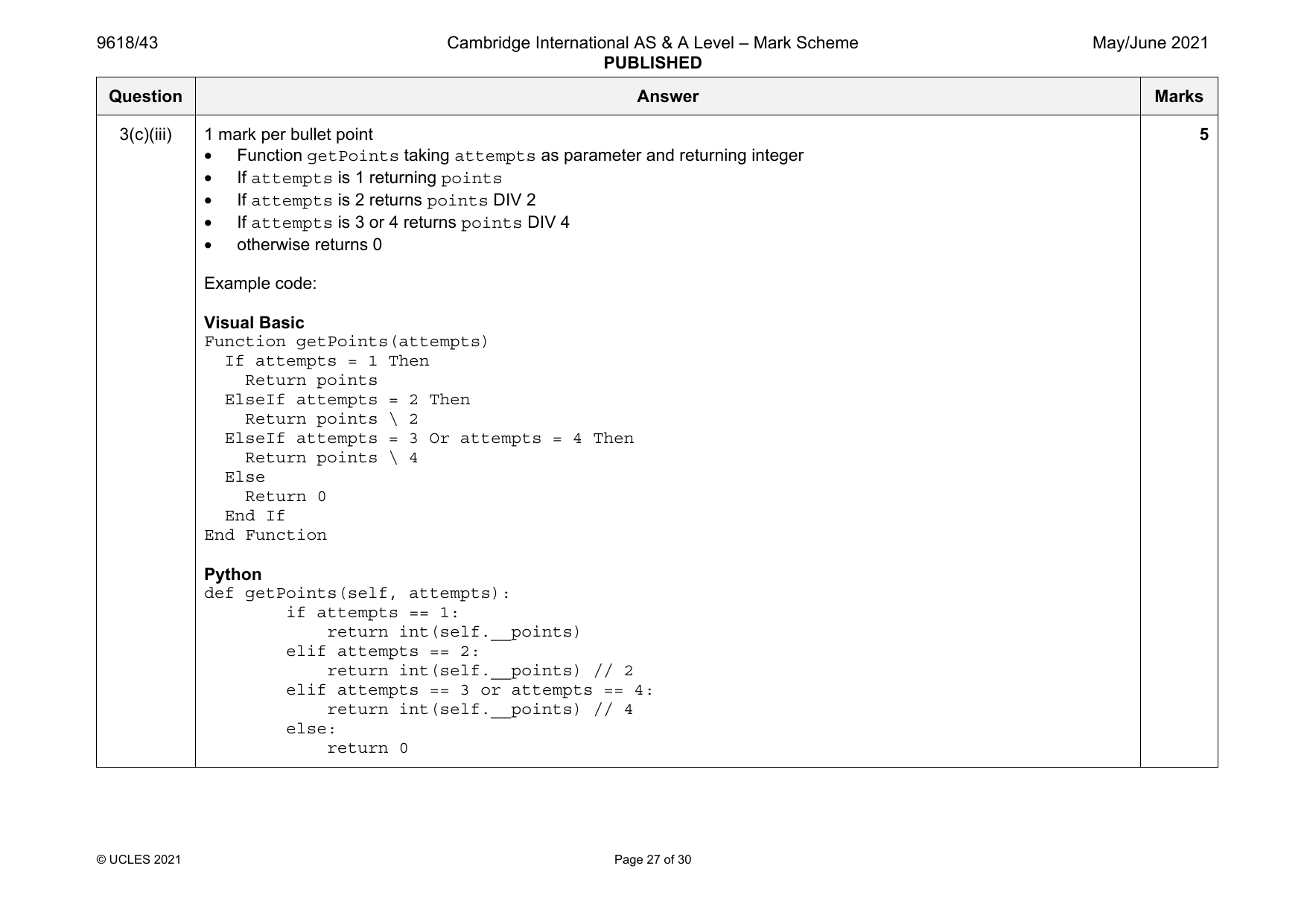 9618-2021-mj-43-q03 official mark scheme page