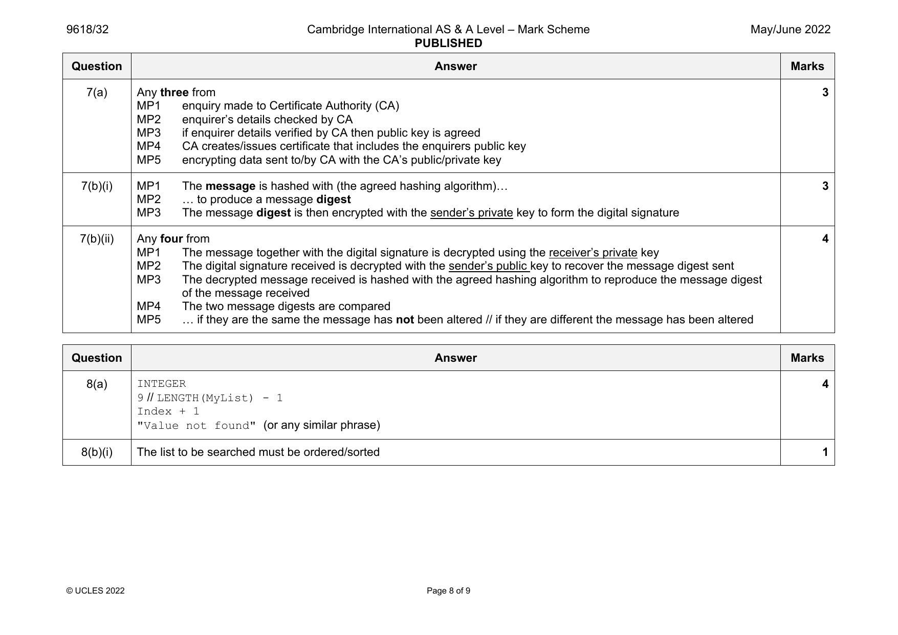 9618-2022-mj-32-q08 official mark scheme page