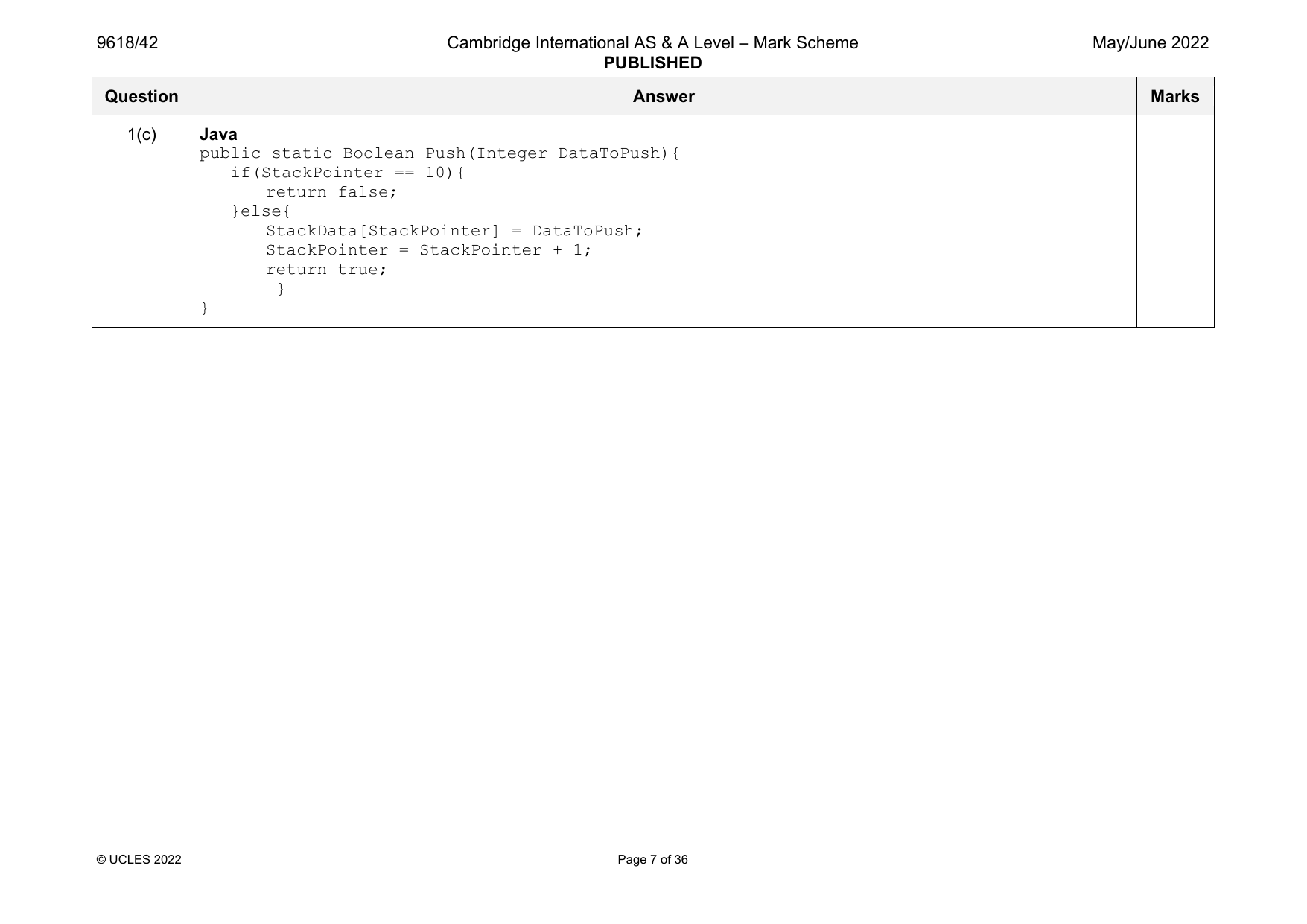 9618-2022-mj-42-q01 official mark scheme page