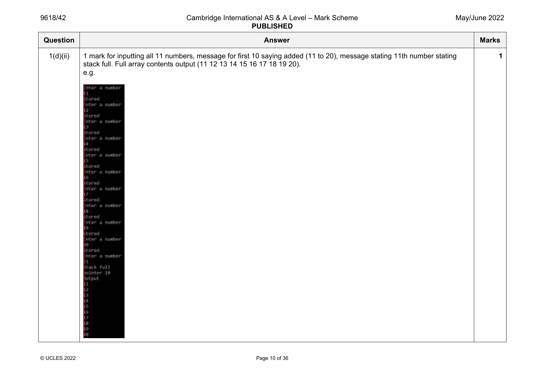 9618-2022-mj-42-q01 official mark scheme page