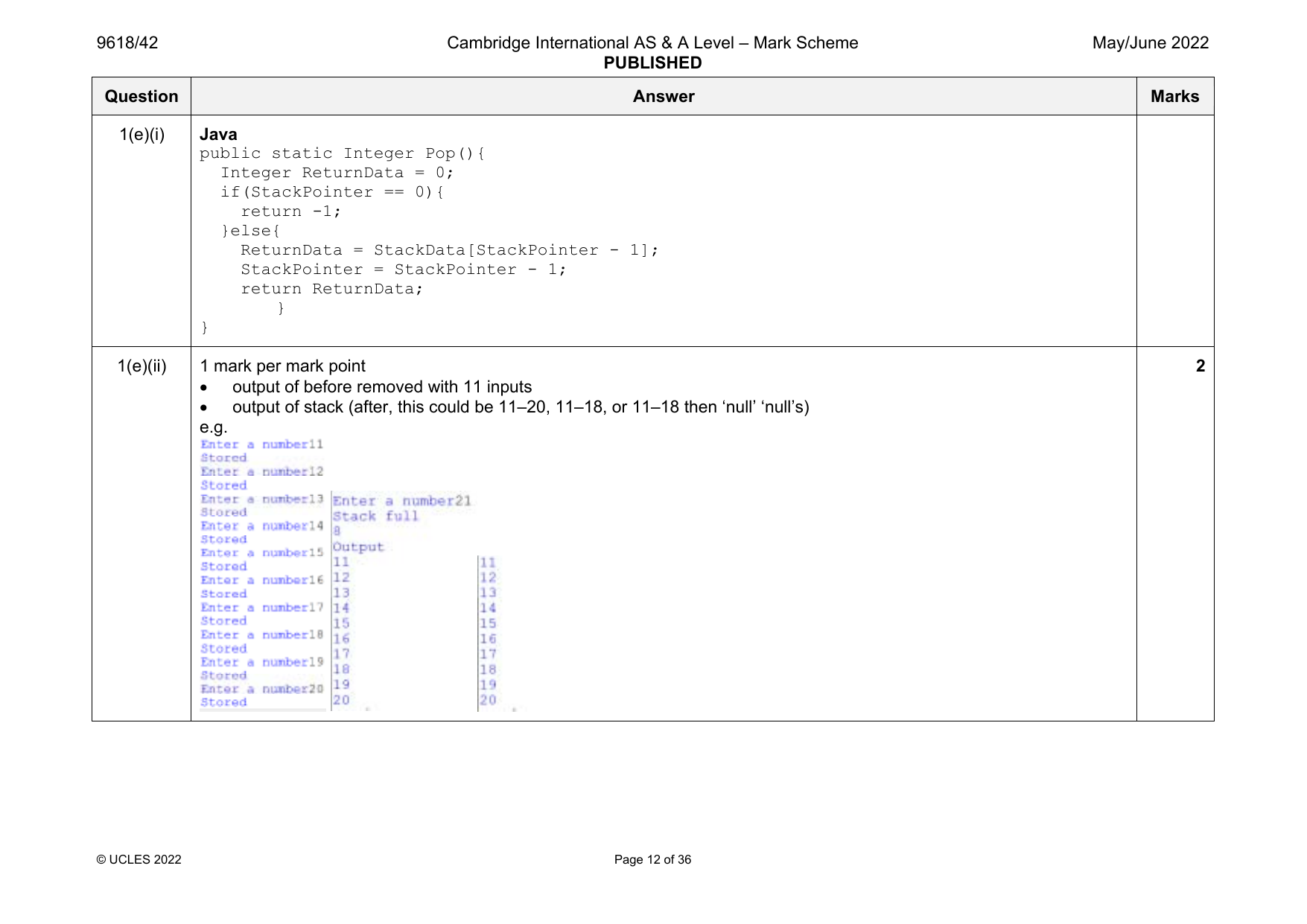 9618-2022-mj-42-q01 official mark scheme page