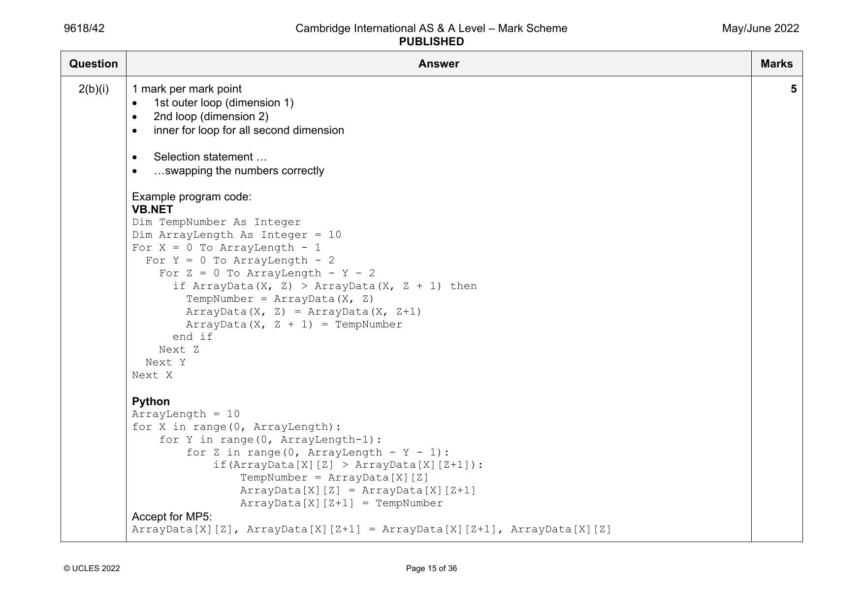 9618-2022-mj-42-q02 official mark scheme page