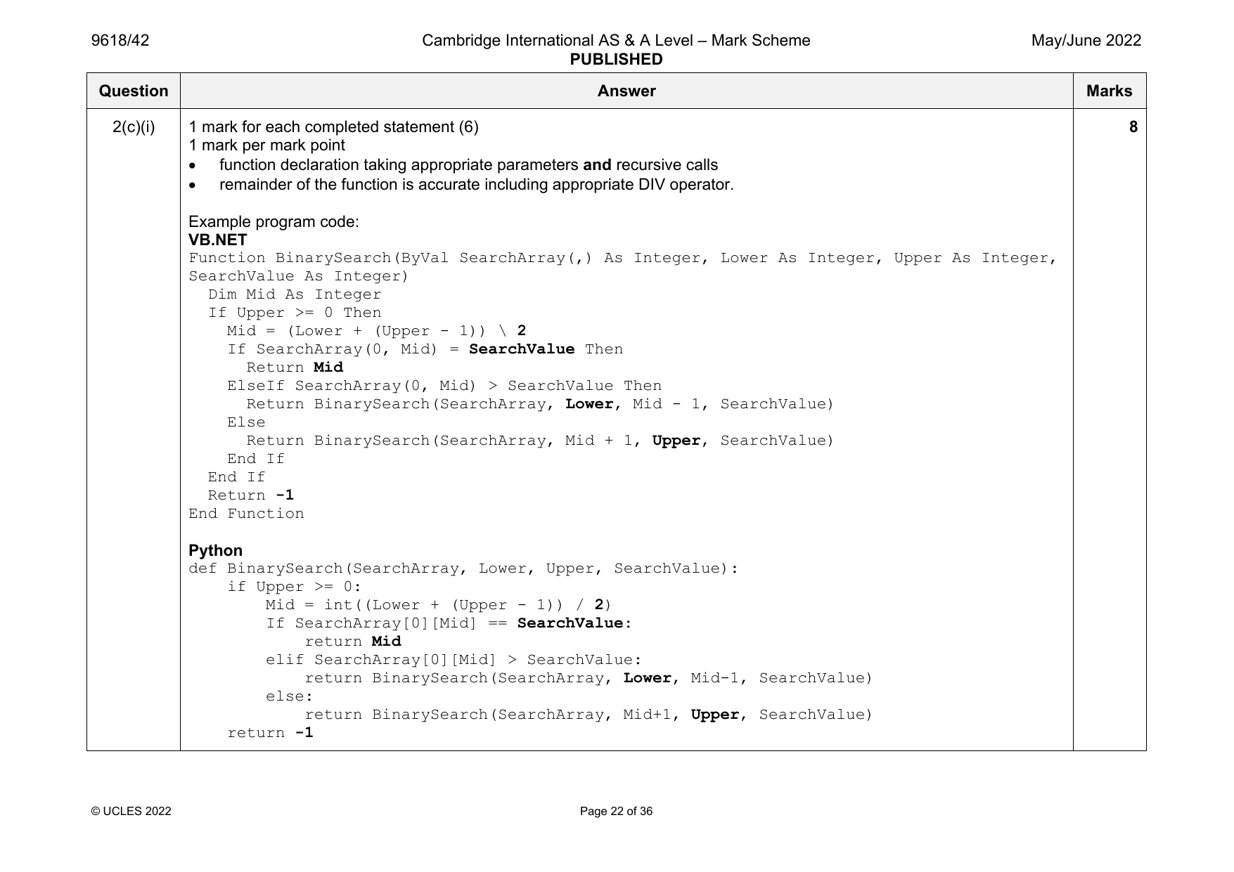 9618-2022-mj-42-q02 official mark scheme page