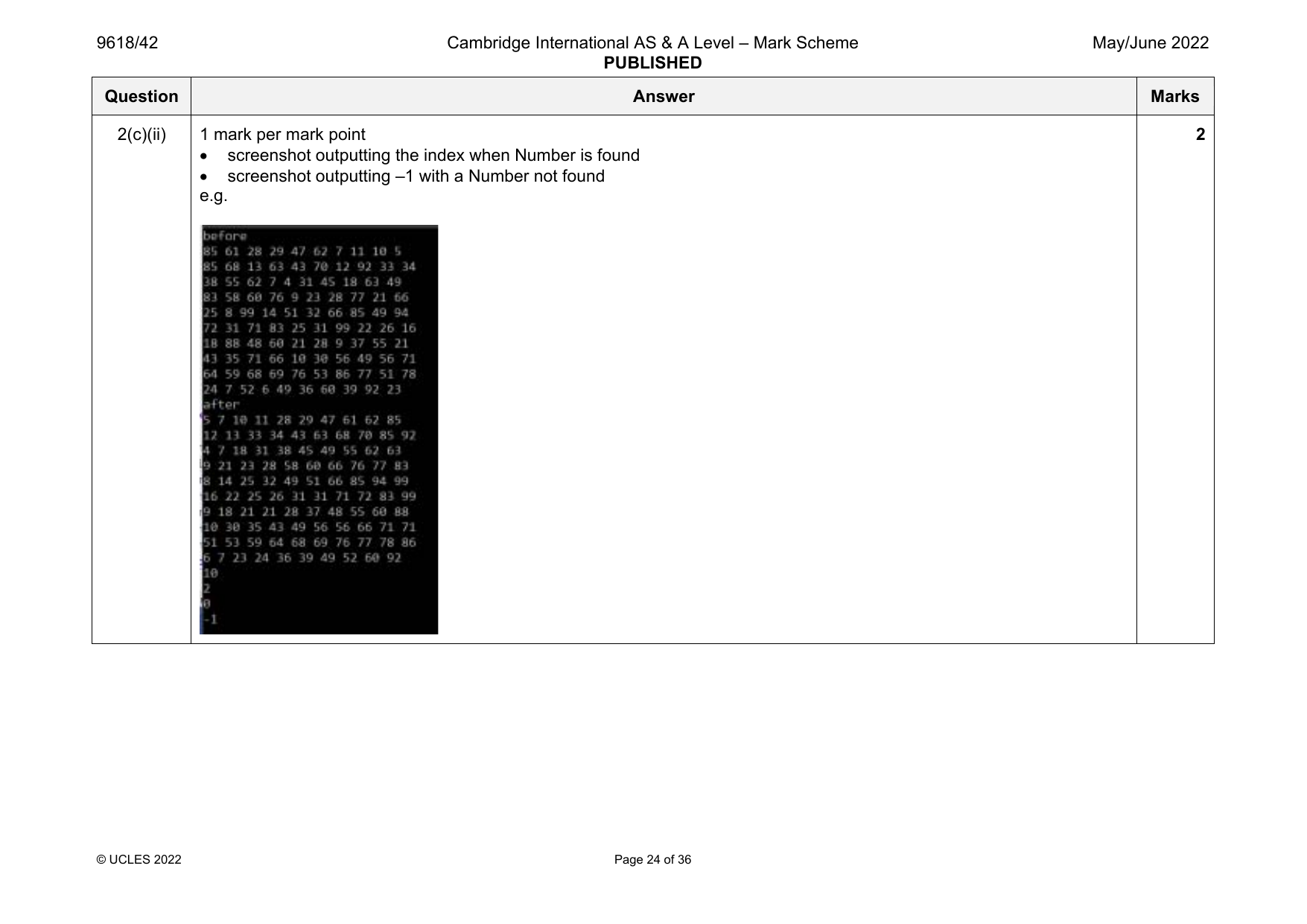 9618-2022-mj-42-q02 official mark scheme page