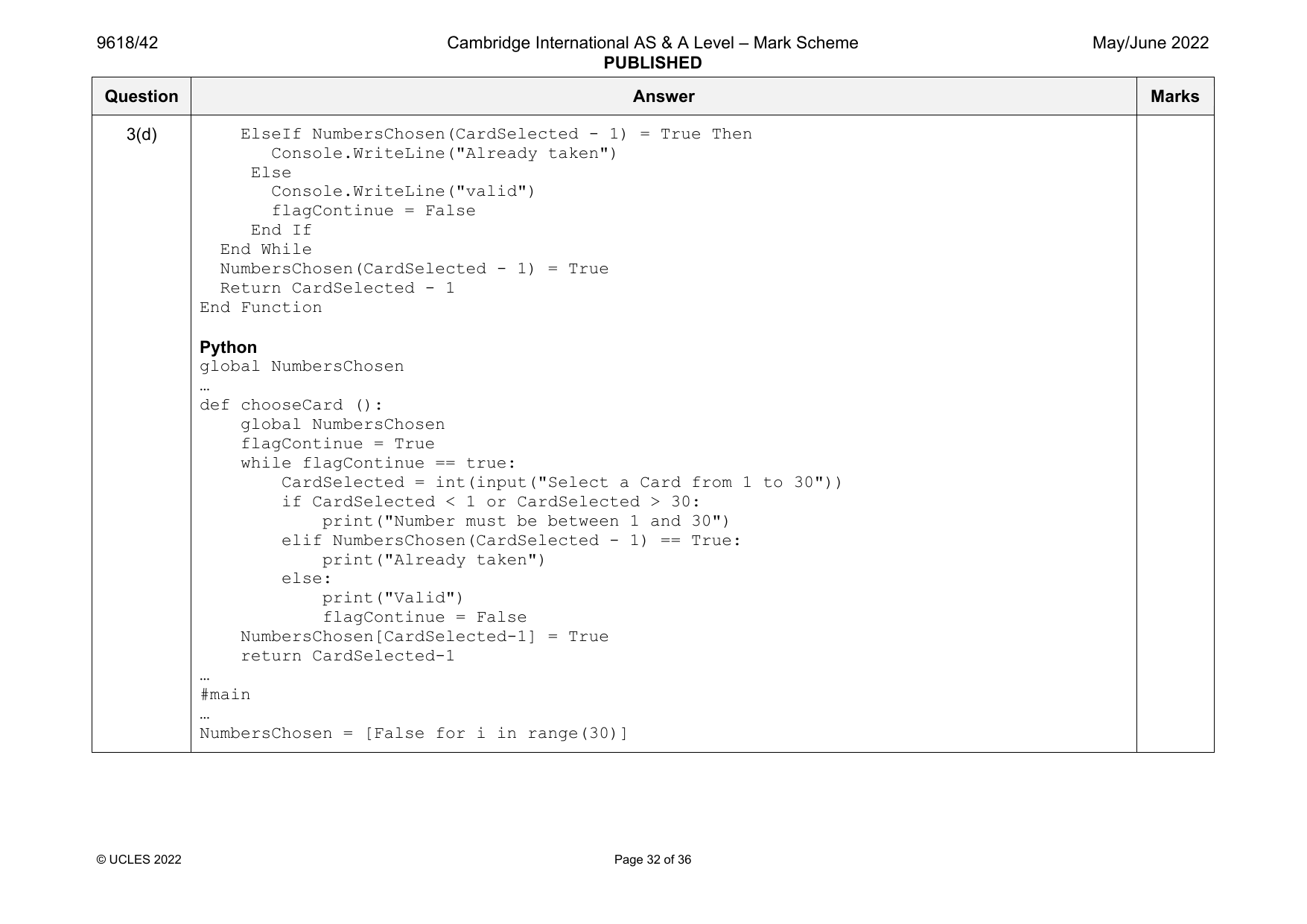 9618-2022-mj-42-q03 official mark scheme page