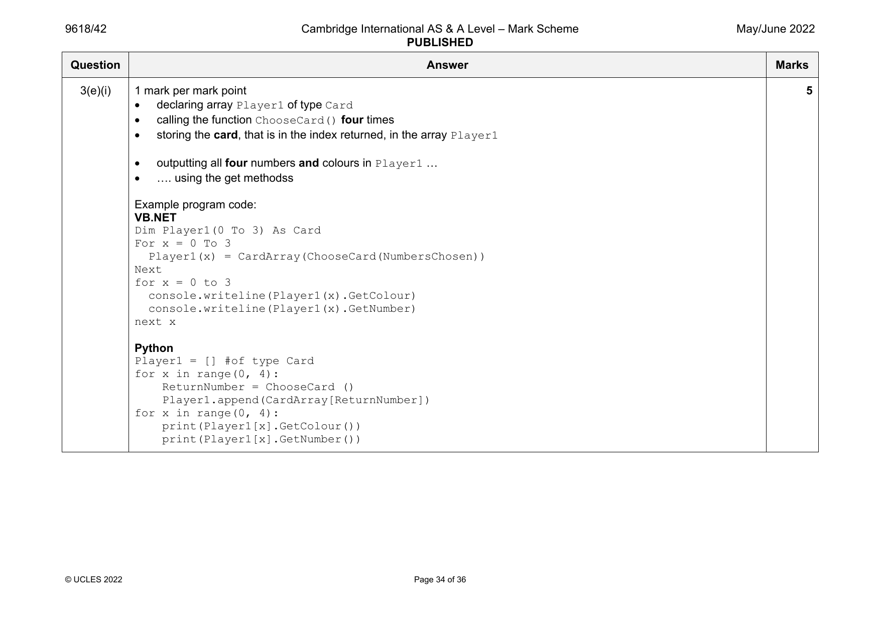 9618-2022-mj-42-q03 official mark scheme page