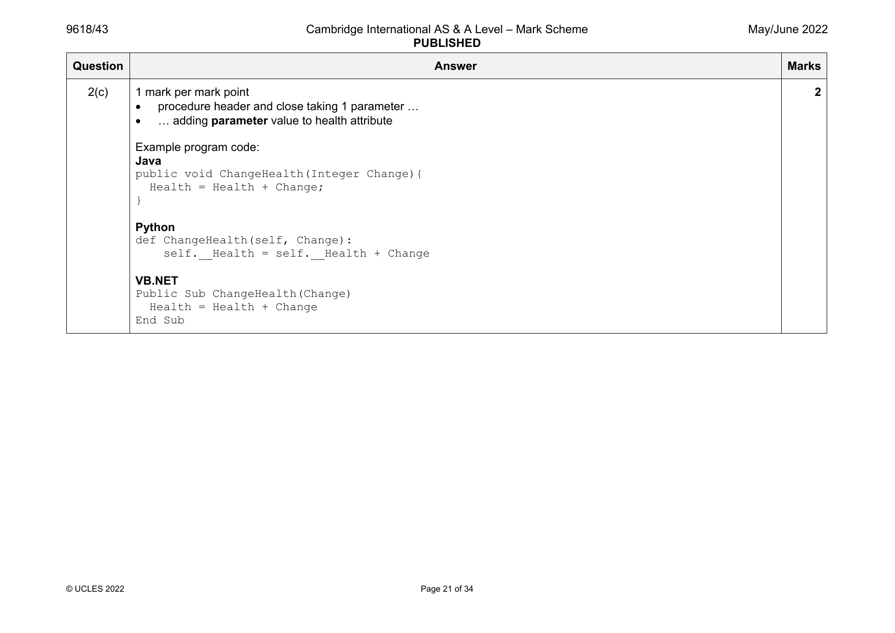 9618-2022-mj-43-q02 official mark scheme page