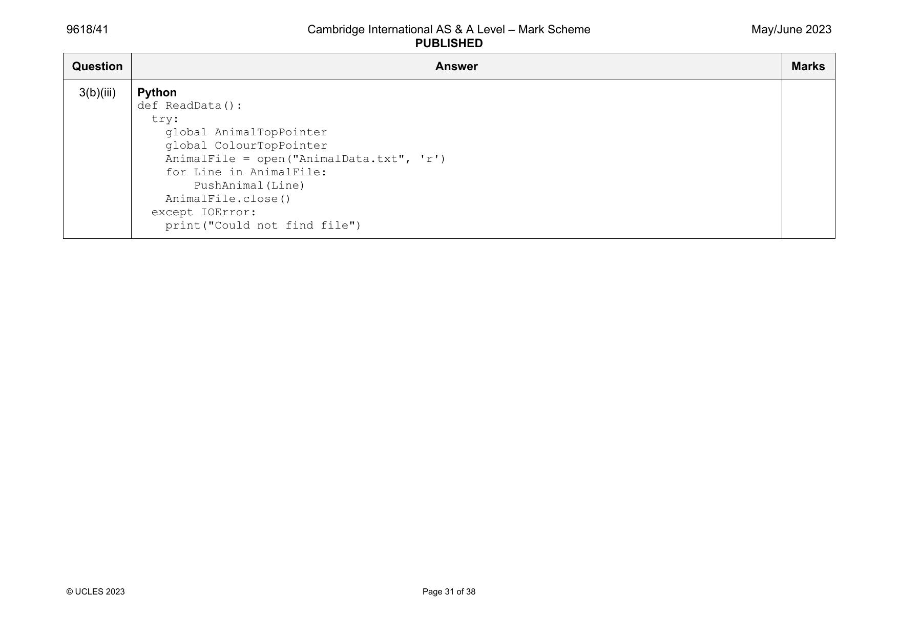9618-2023-mj-41-q03 official mark scheme page
