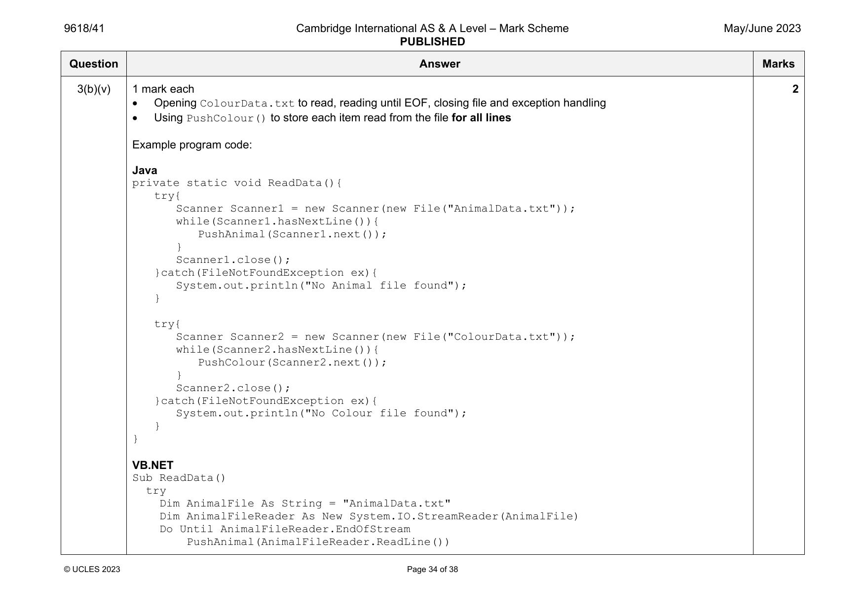9618-2023-mj-41-q03 official mark scheme page