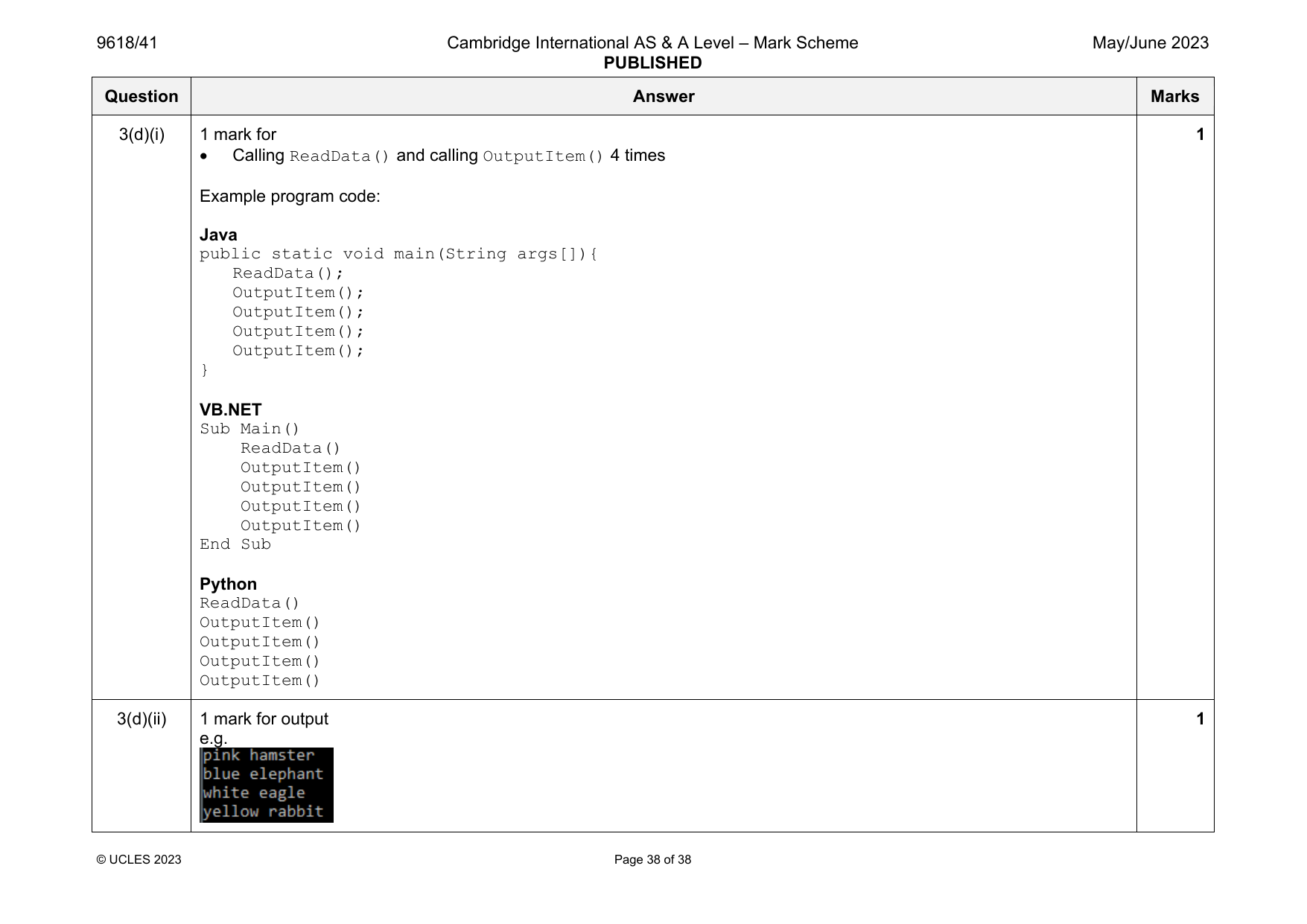 9618-2023-mj-41-q03 official mark scheme page