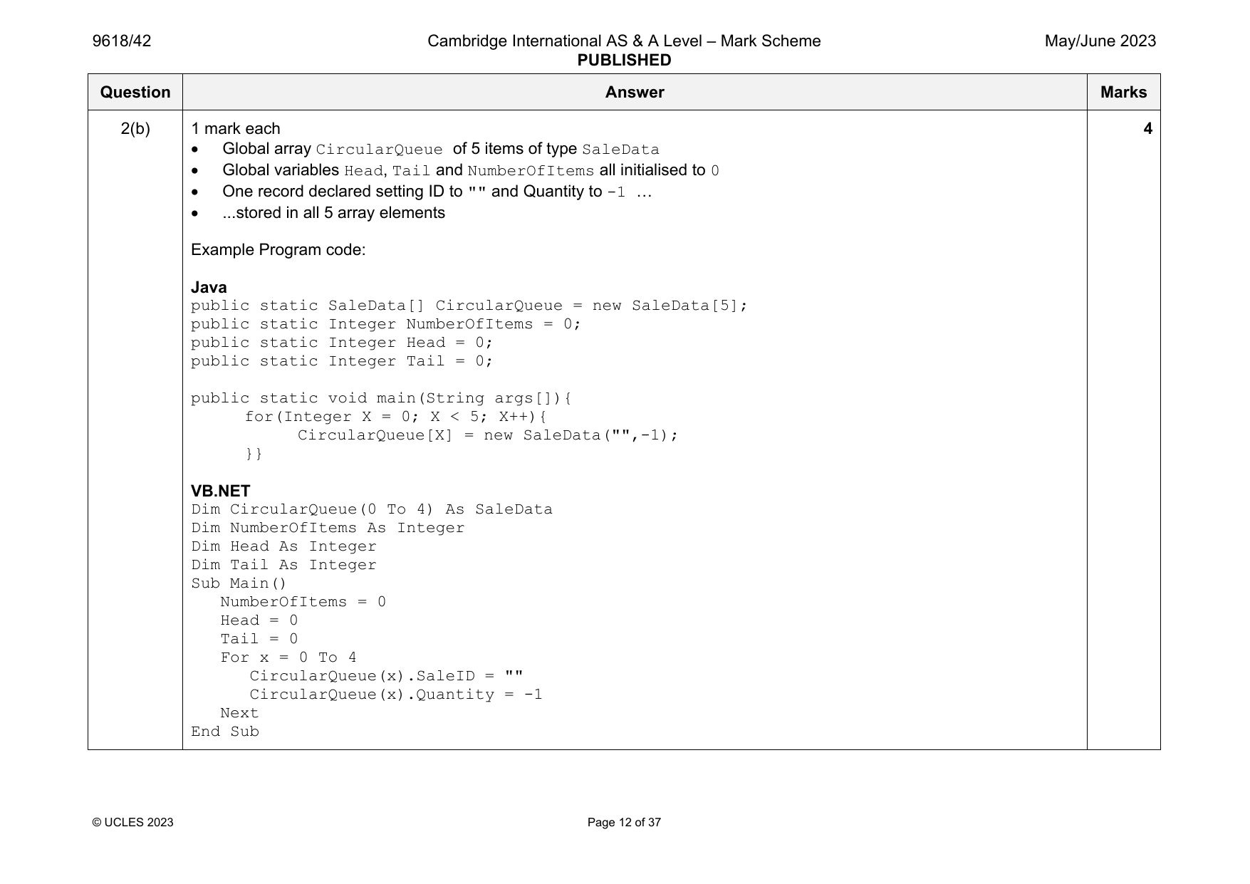 9618-2023-mj-42-q02 official mark scheme page