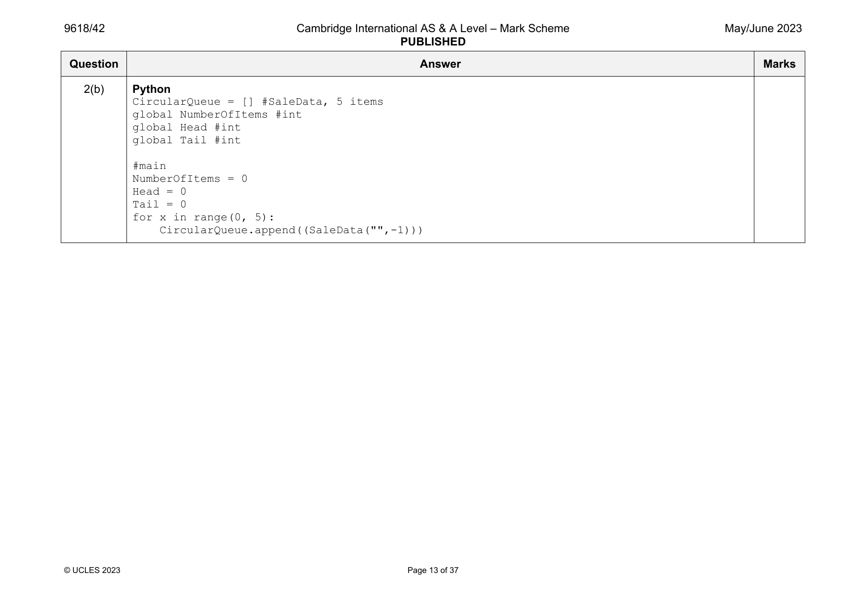 9618-2023-mj-42-q02 official mark scheme page