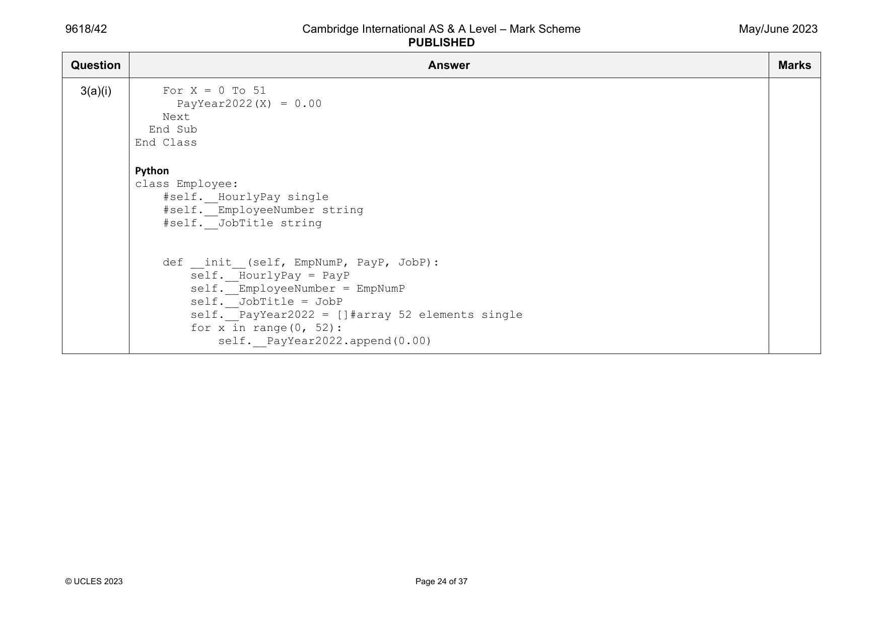 9618-2023-mj-42-q03 official mark scheme page