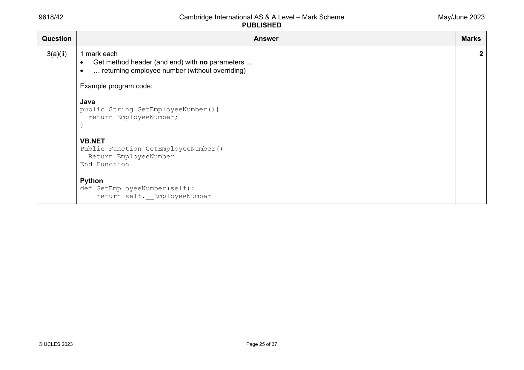 9618-2023-mj-42-q03 official mark scheme page