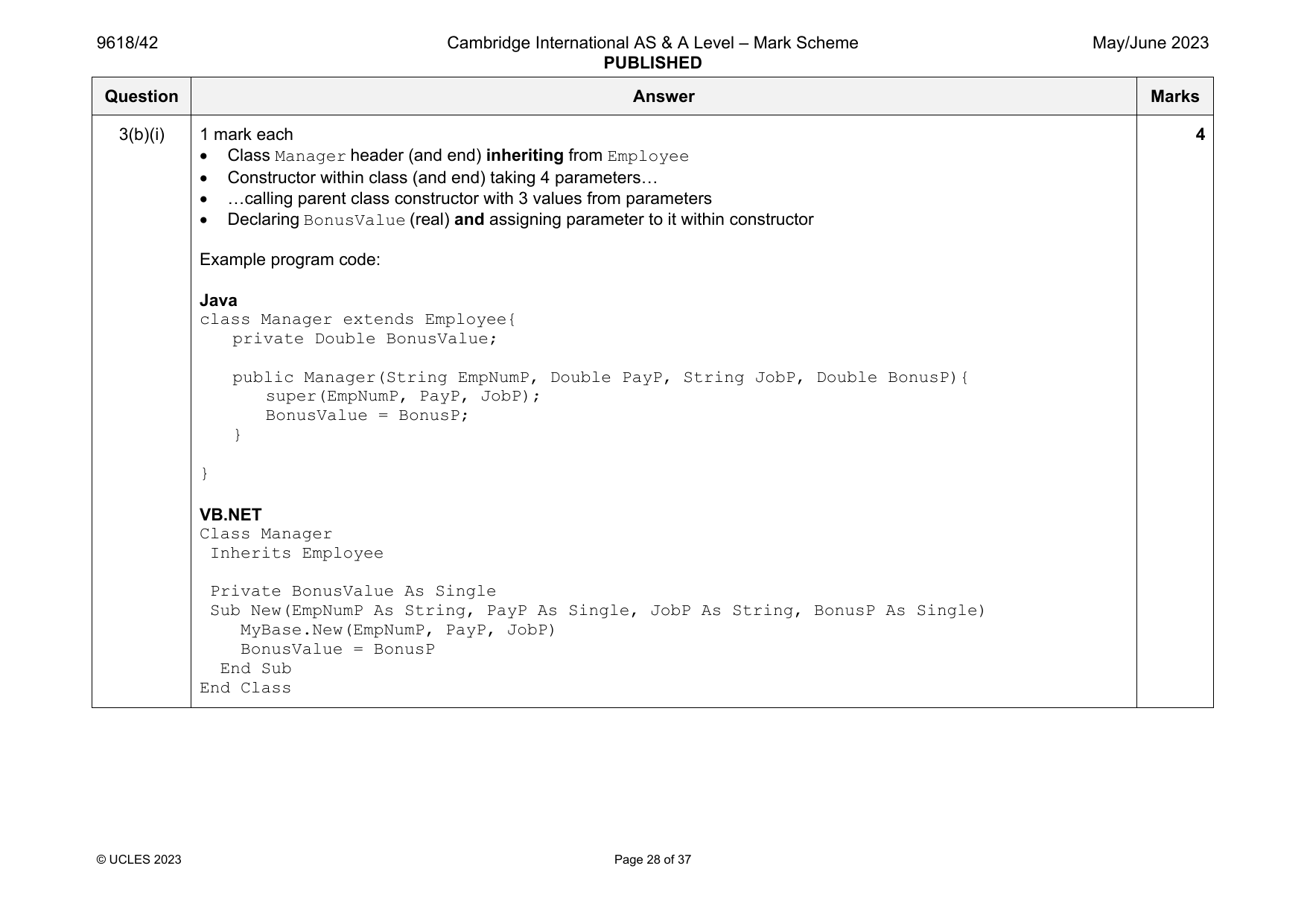 9618-2023-mj-42-q03 official mark scheme page