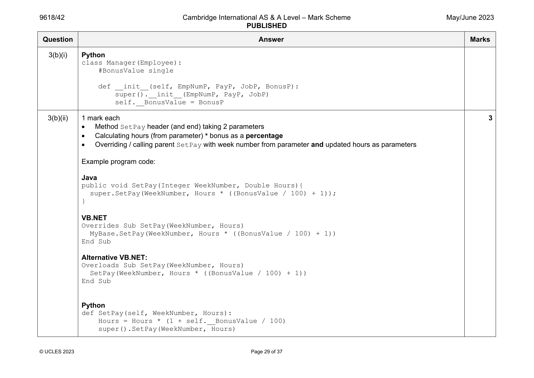 9618-2023-mj-42-q03 official mark scheme page