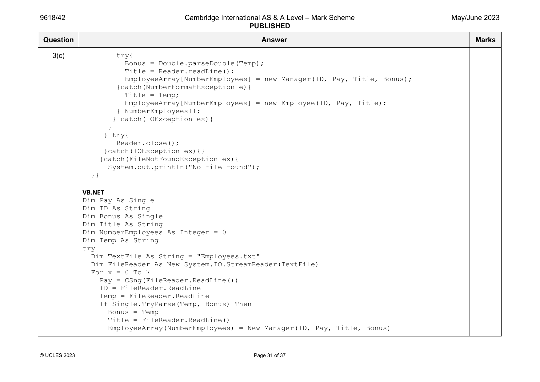9618-2023-mj-42-q03 official mark scheme page