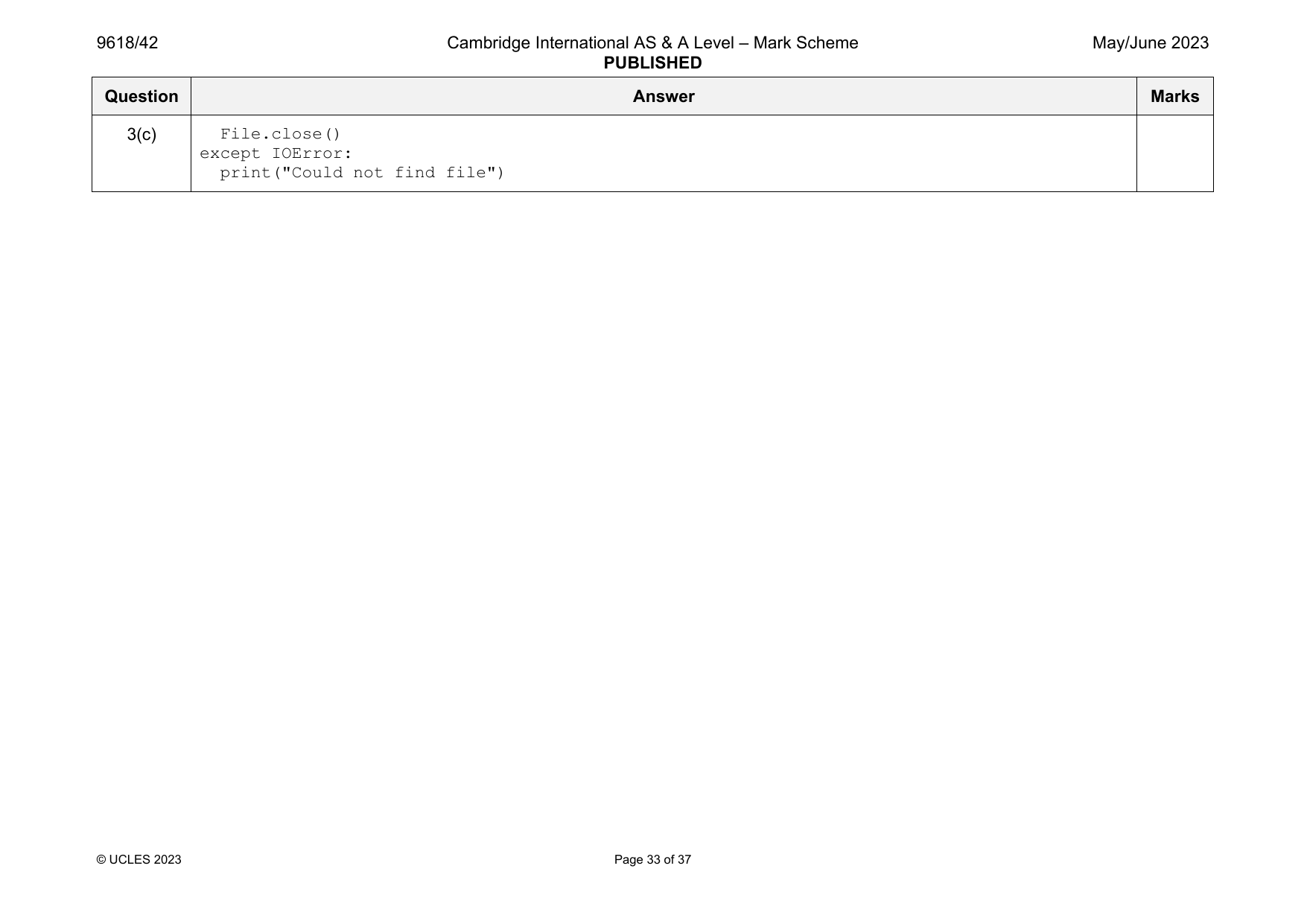 9618-2023-mj-42-q03 official mark scheme page
