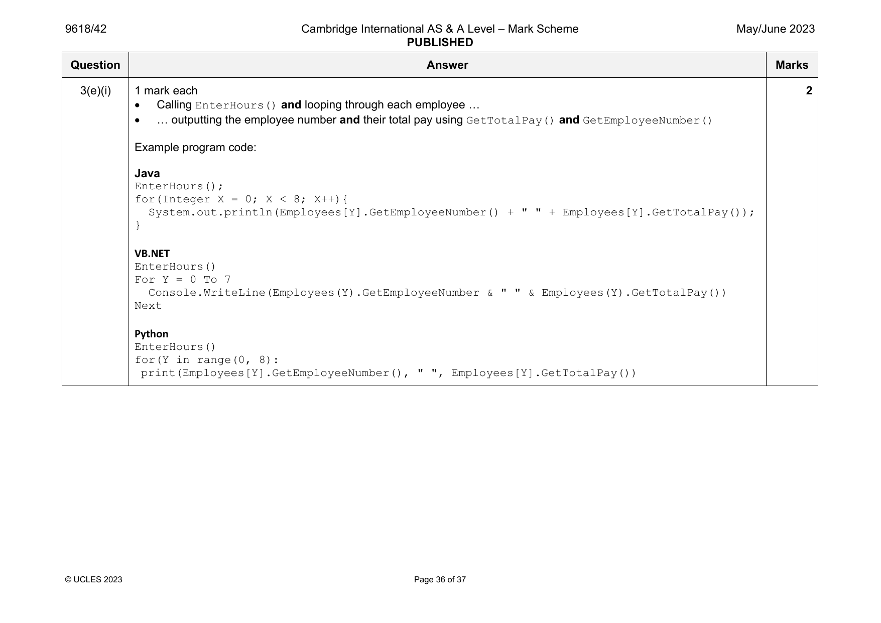 9618-2023-mj-42-q03 official mark scheme page