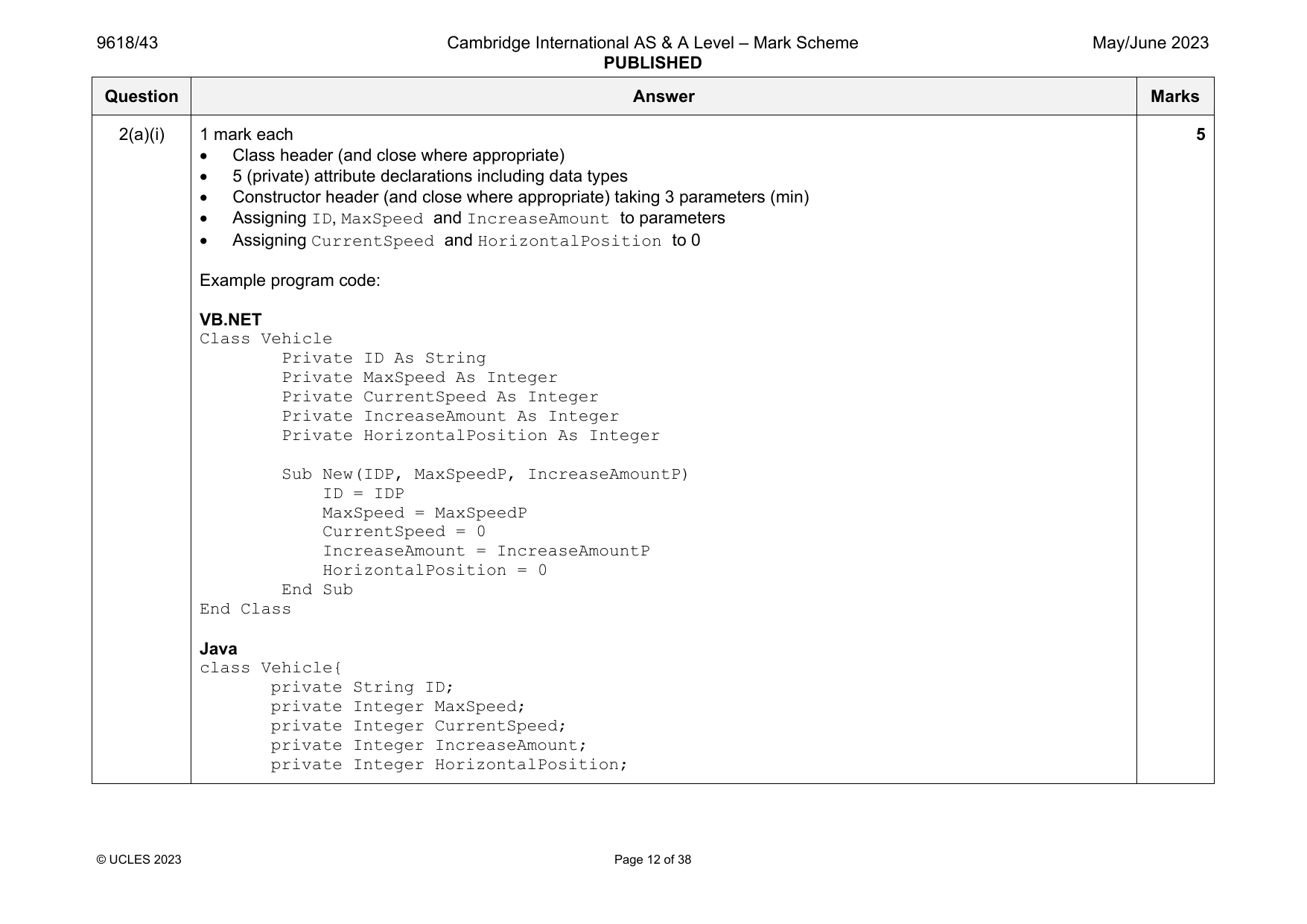 9618-2023-mj-43-q02 official mark scheme page