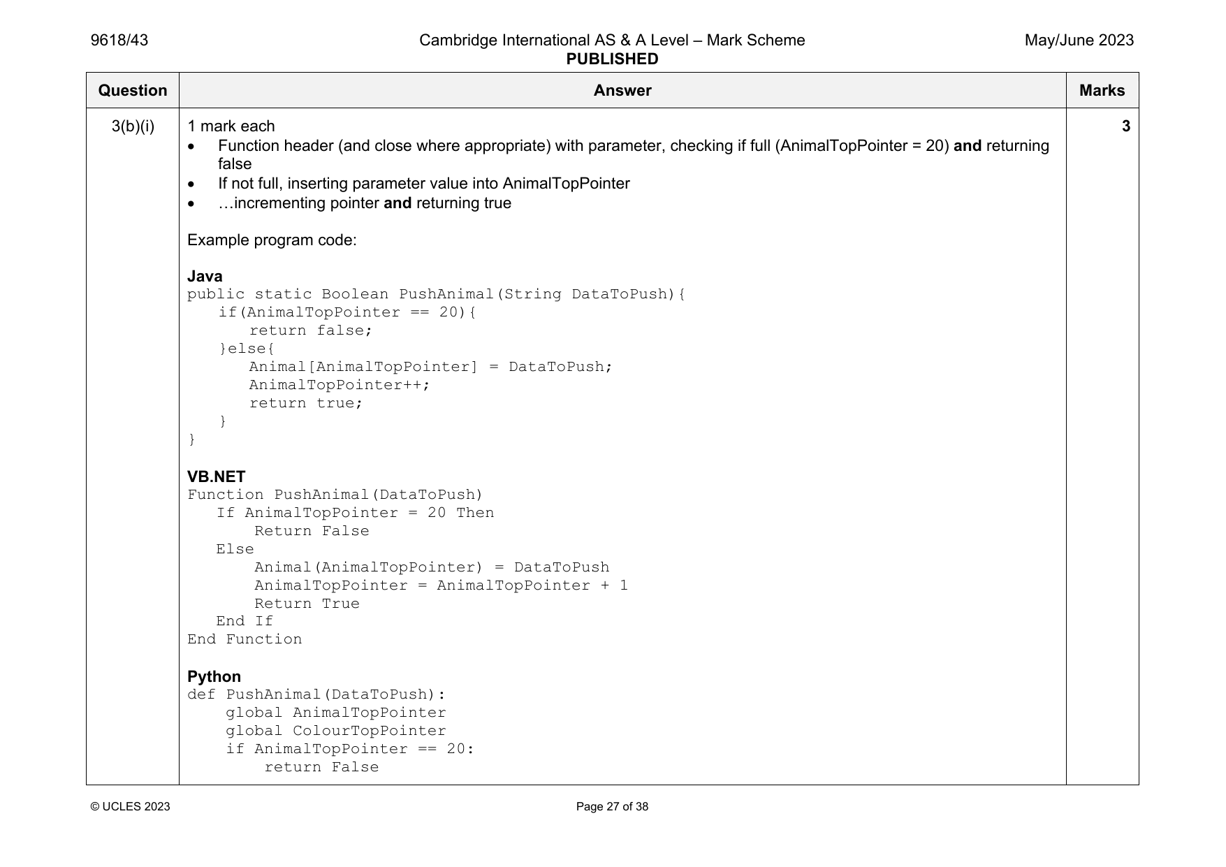 9618-2023-mj-43-q03 official mark scheme page