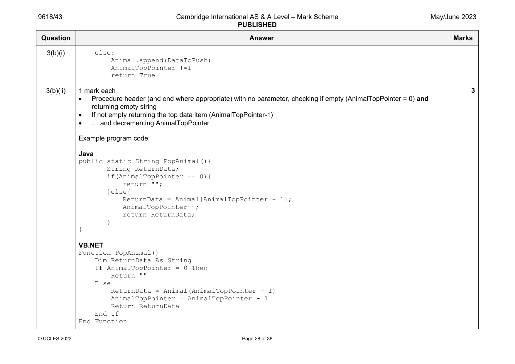 9618-2023-mj-43-q03 official mark scheme page