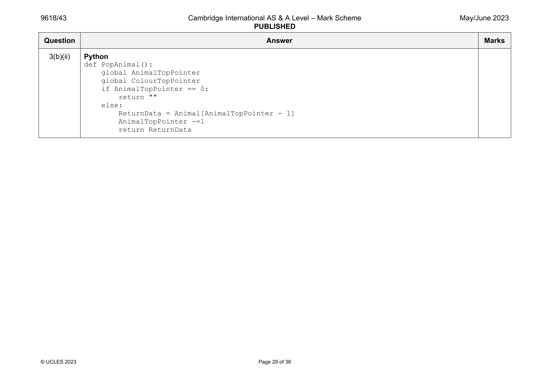 9618-2023-mj-43-q03 official mark scheme page
