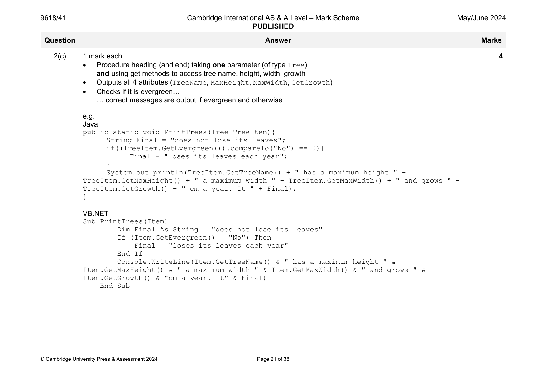 9618-2024-mj-41-q02 official mark scheme page