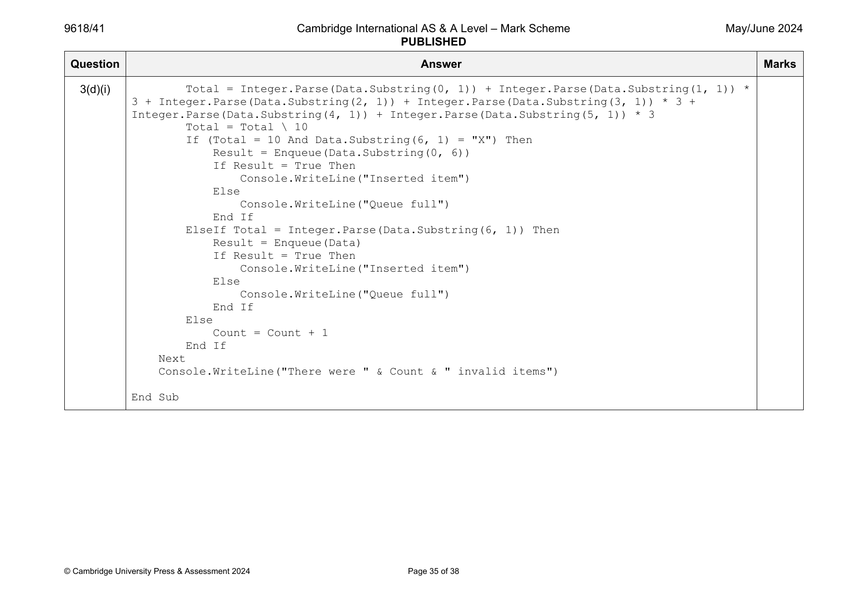 9618-2024-mj-41-q03 official mark scheme page