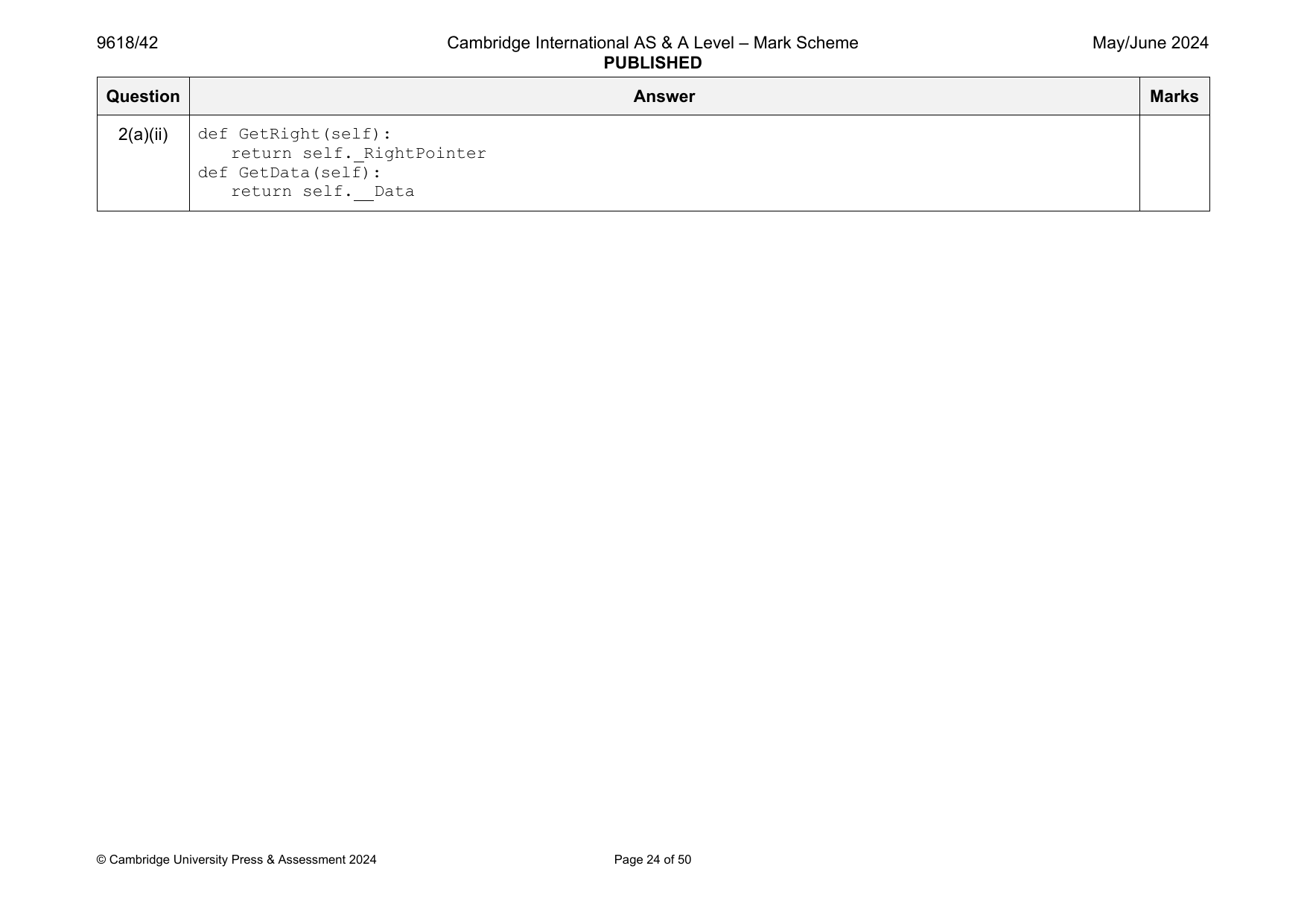 9618-2024-mj-42-q02 official mark scheme page