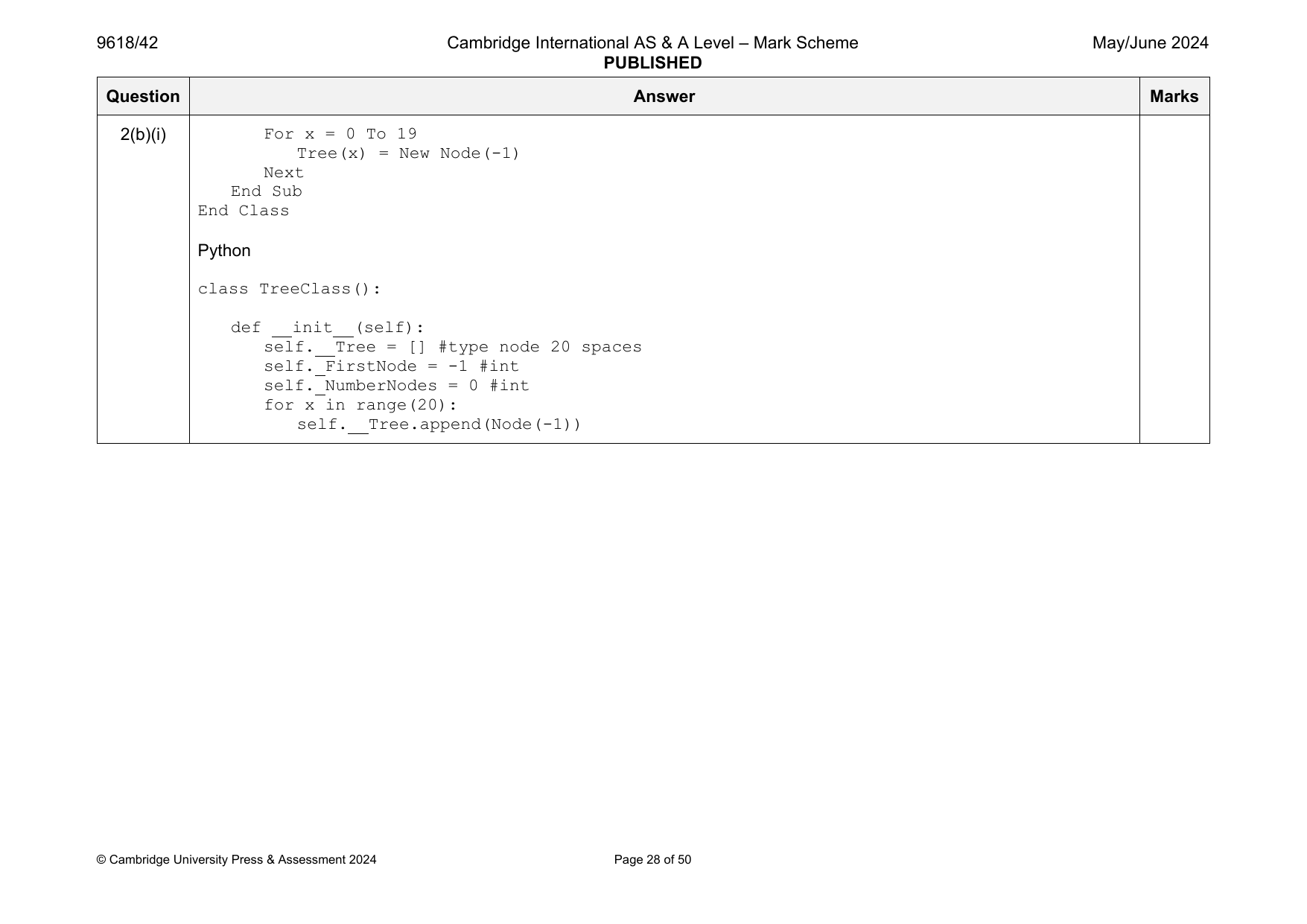 9618-2024-mj-42-q02 official mark scheme page