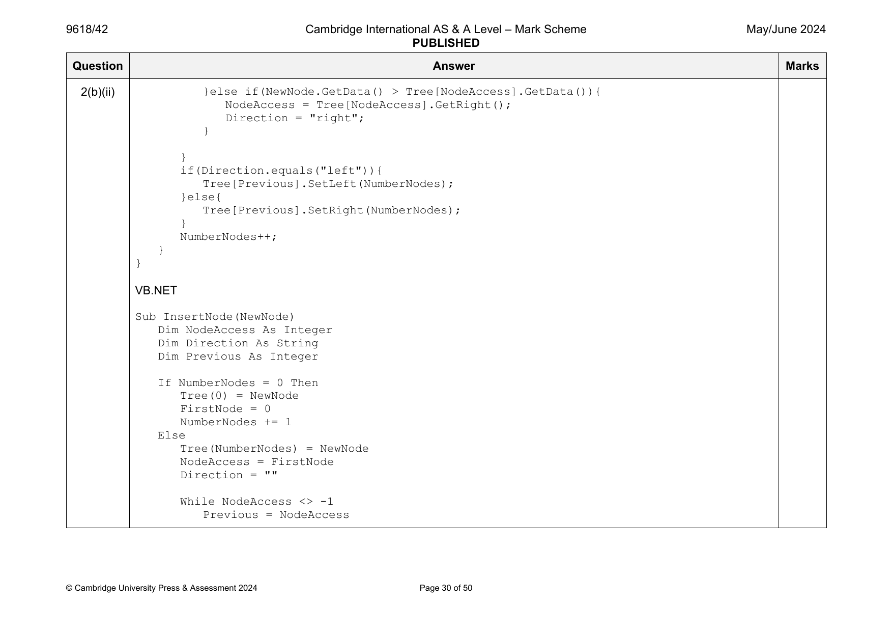 9618-2024-mj-42-q02 official mark scheme page