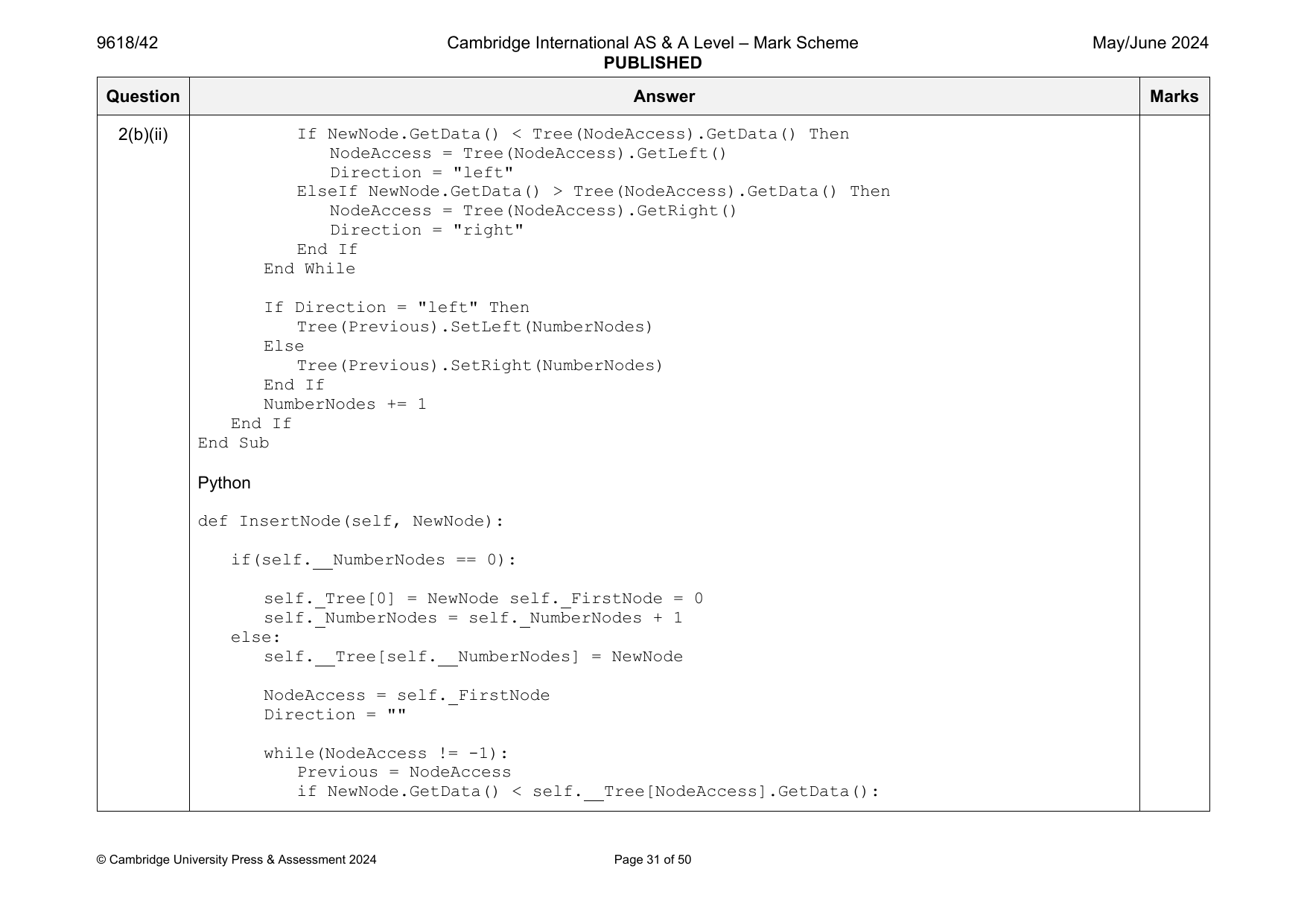 9618-2024-mj-42-q02 official mark scheme page