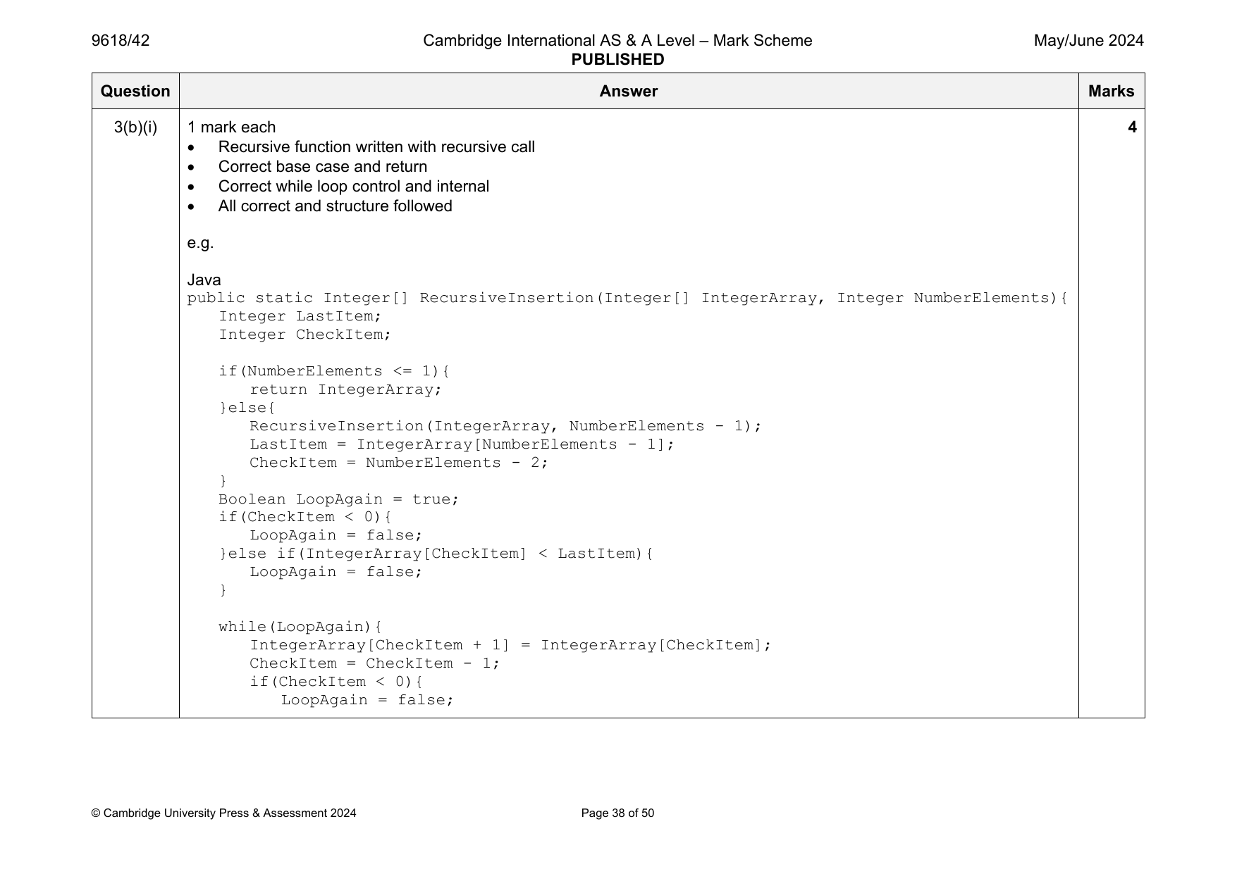 9618-2024-mj-42-q03 official mark scheme page