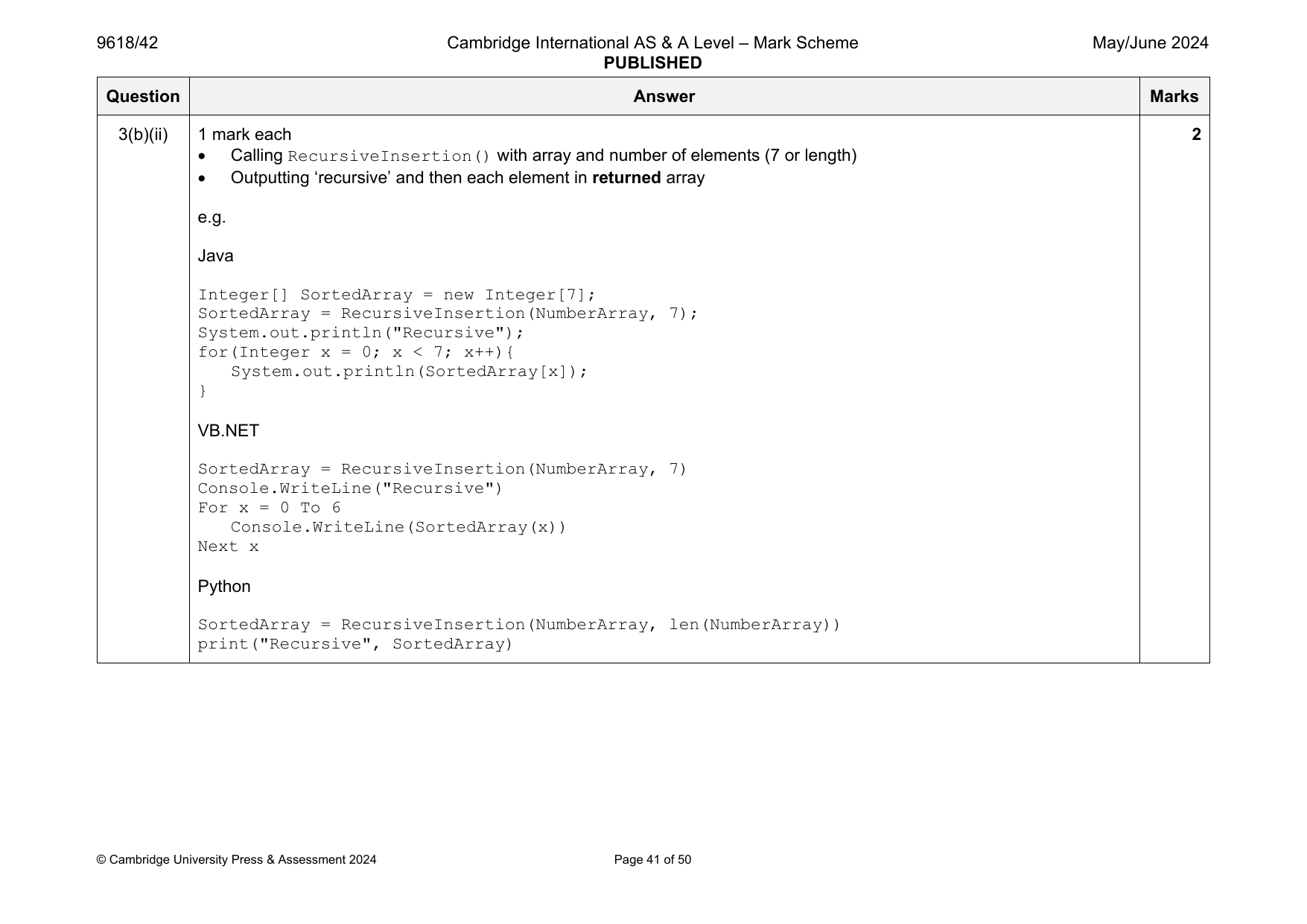 9618-2024-mj-42-q03 official mark scheme page