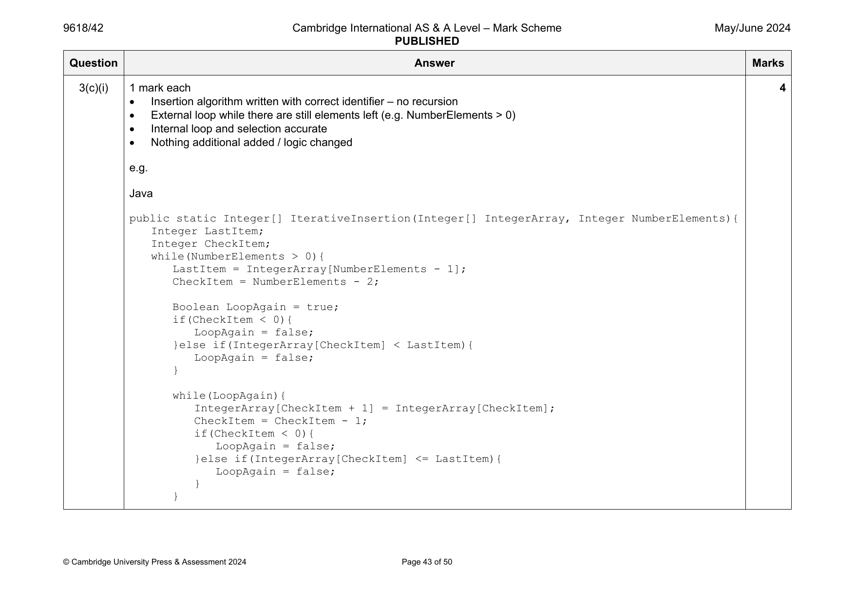 9618-2024-mj-42-q03 official mark scheme page