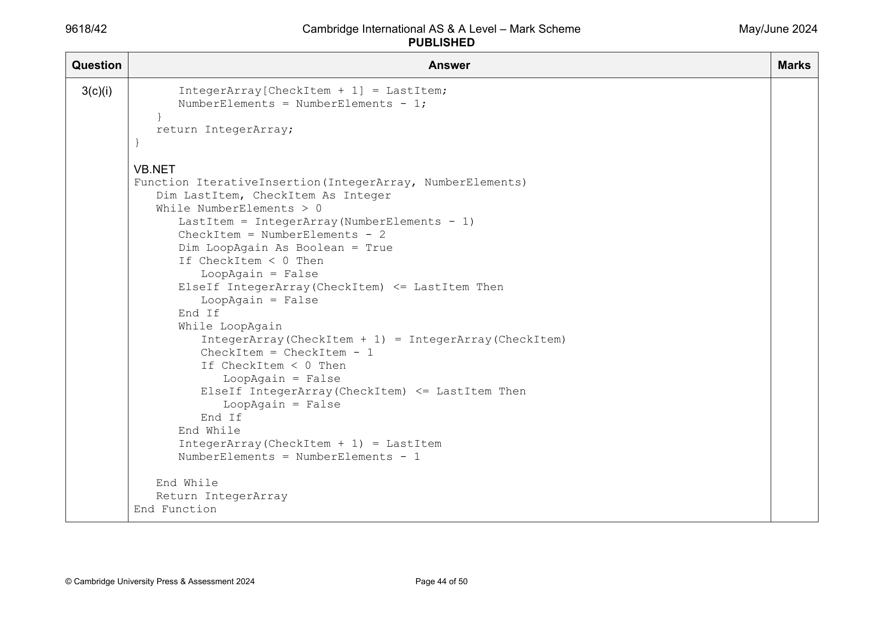 9618-2024-mj-42-q03 official mark scheme page