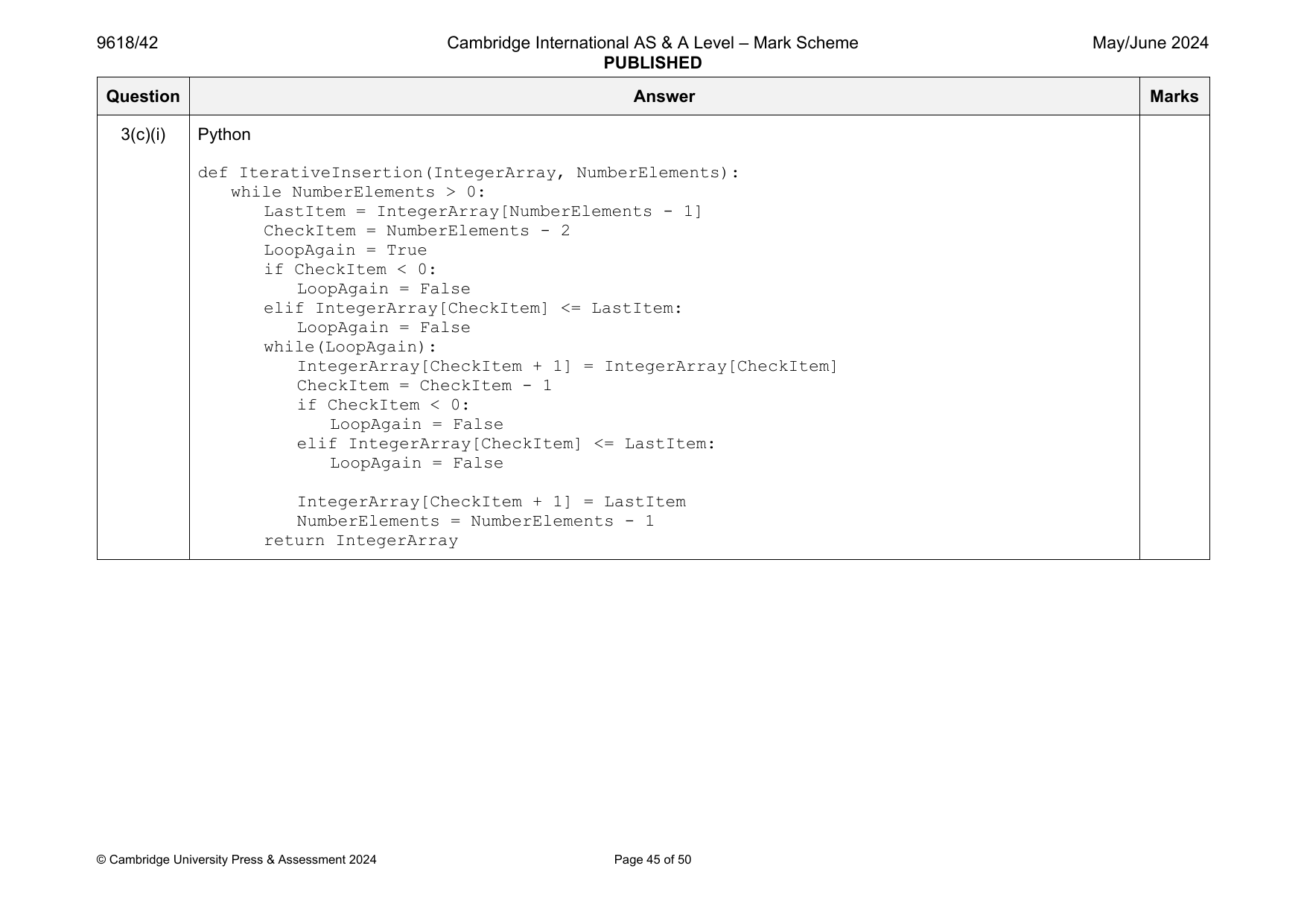 9618-2024-mj-42-q03 official mark scheme page