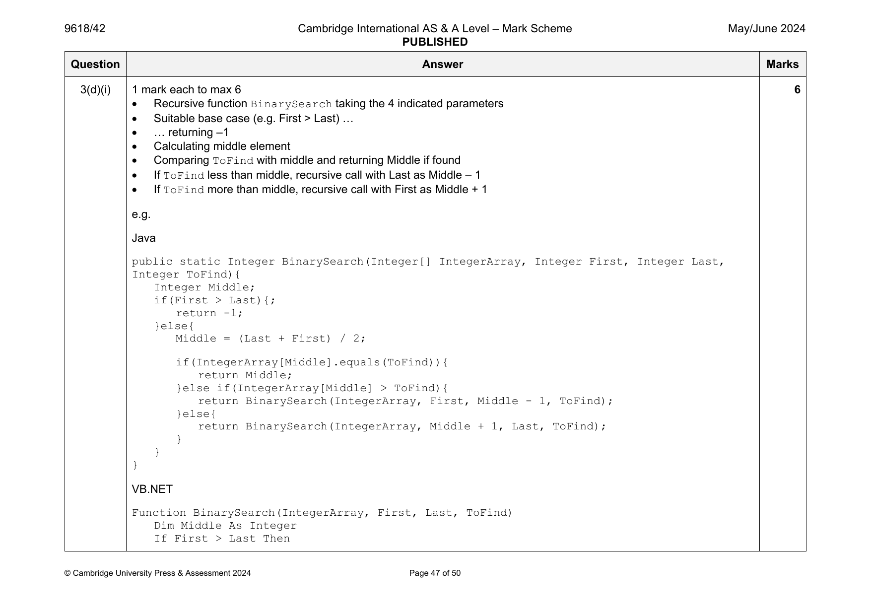 9618-2024-mj-42-q03 official mark scheme page