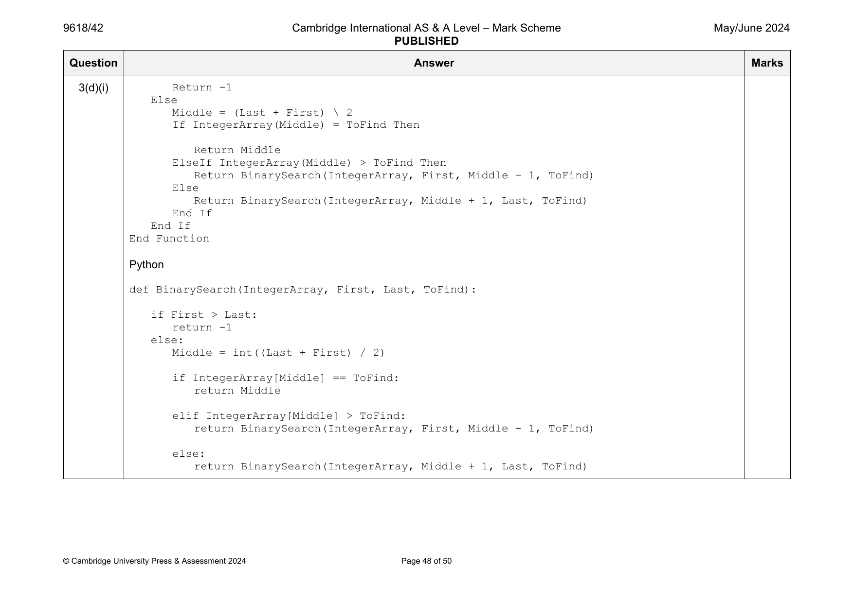 9618-2024-mj-42-q03 official mark scheme page