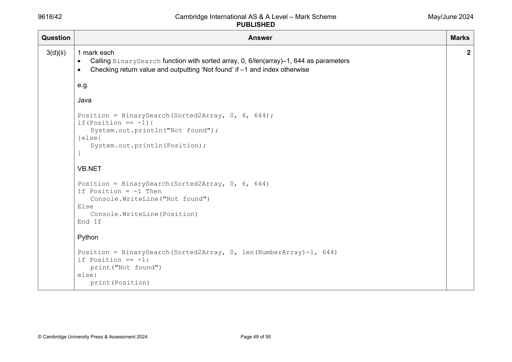 9618-2024-mj-42-q03 official mark scheme page