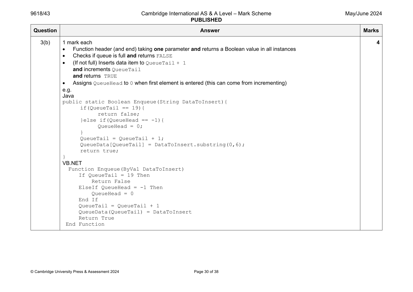 9618-2024-mj-43-q03 official mark scheme page