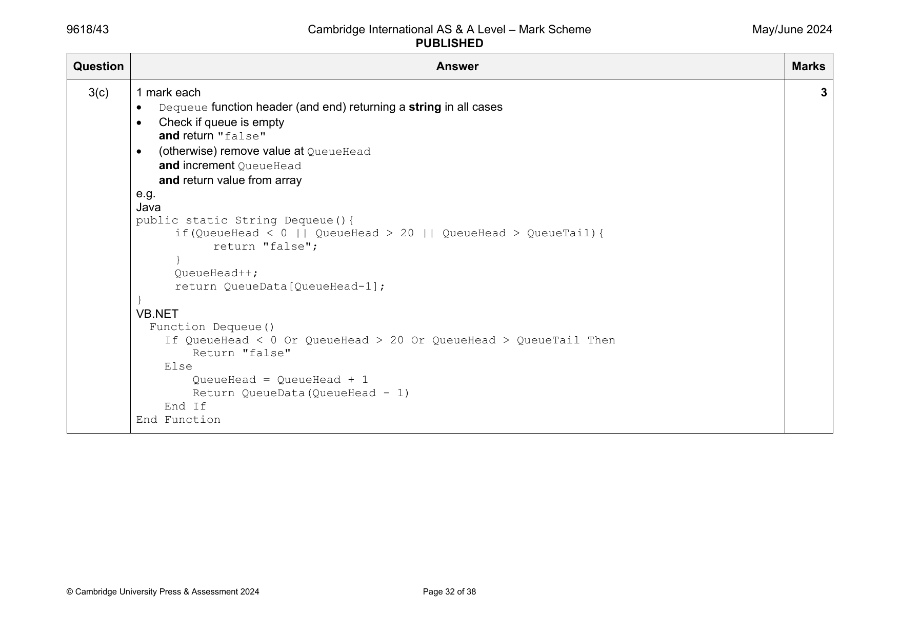 9618-2024-mj-43-q03 official mark scheme page
